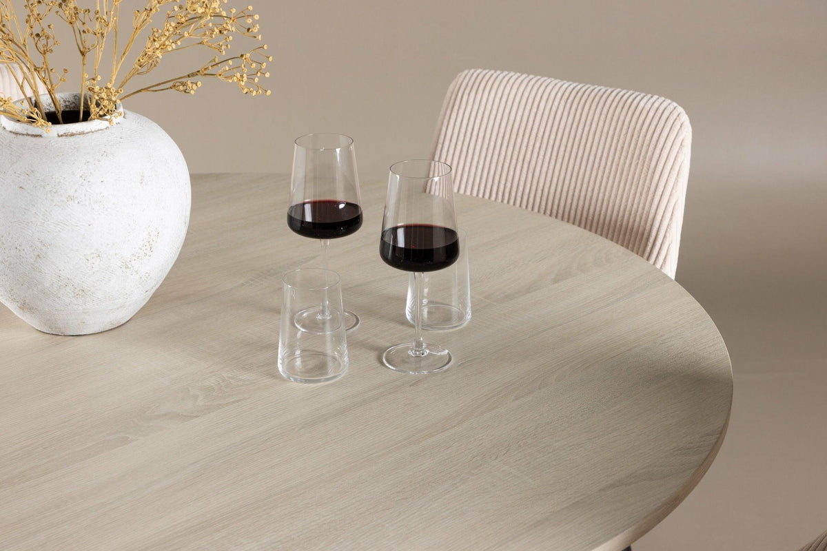 Essgruppe Esstisch Lanzo Ø120cm mit Stühlen Leone aus Cord-Essgruppen Rund-Venture Home-le canapé