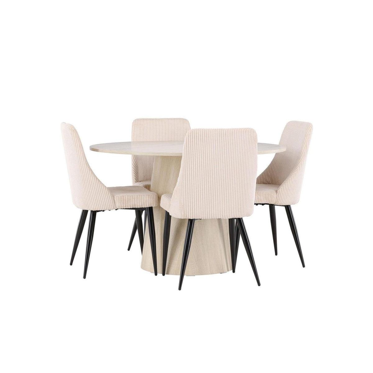 Essgruppe Esstisch Lanzo Ø120cm mit Stühlen Leone aus Cord-Essgruppen Rund-Venture Home-le canapé