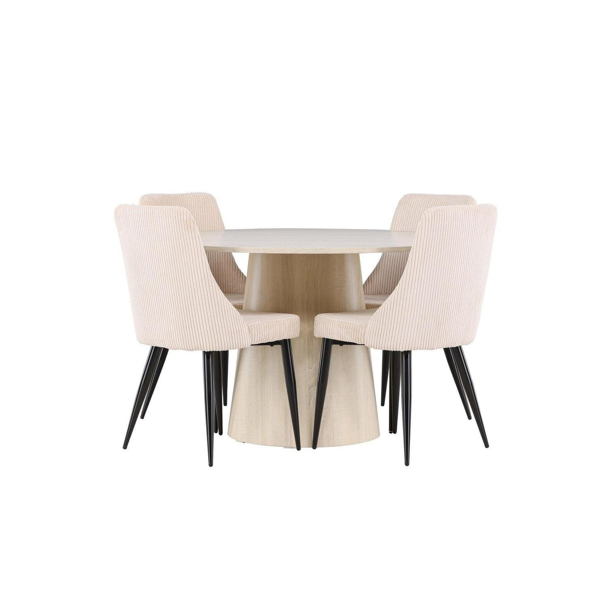 Essgruppe Esstisch Lanzo Ø120cm mit Stühlen Leone aus Cord-Essgruppen Rund-Venture Home-le canapé