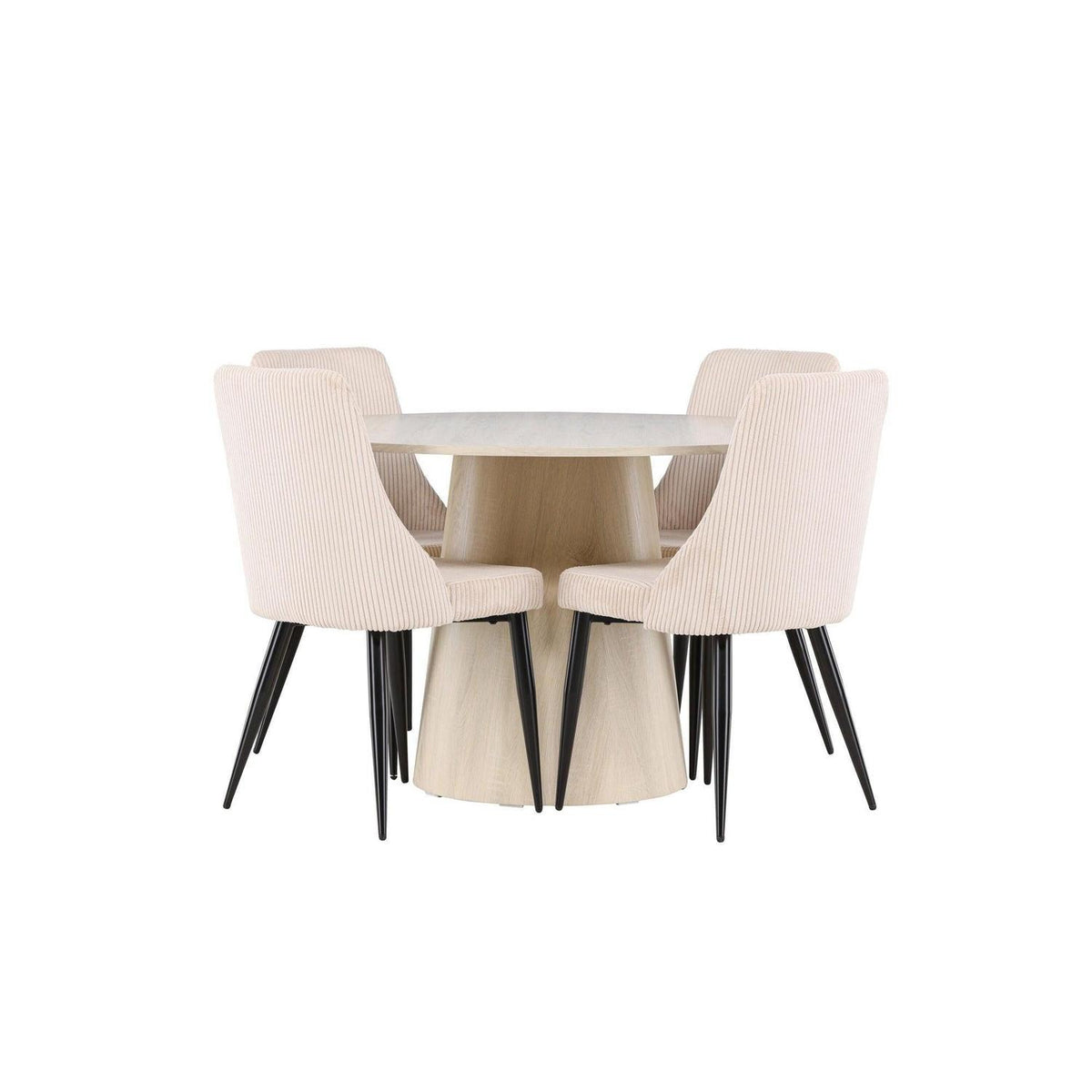 Essgruppe Esstisch Lanzo Ø120cm mit Stühlen Leone aus Cord-Essgruppen Rund-Venture Home-le canapé