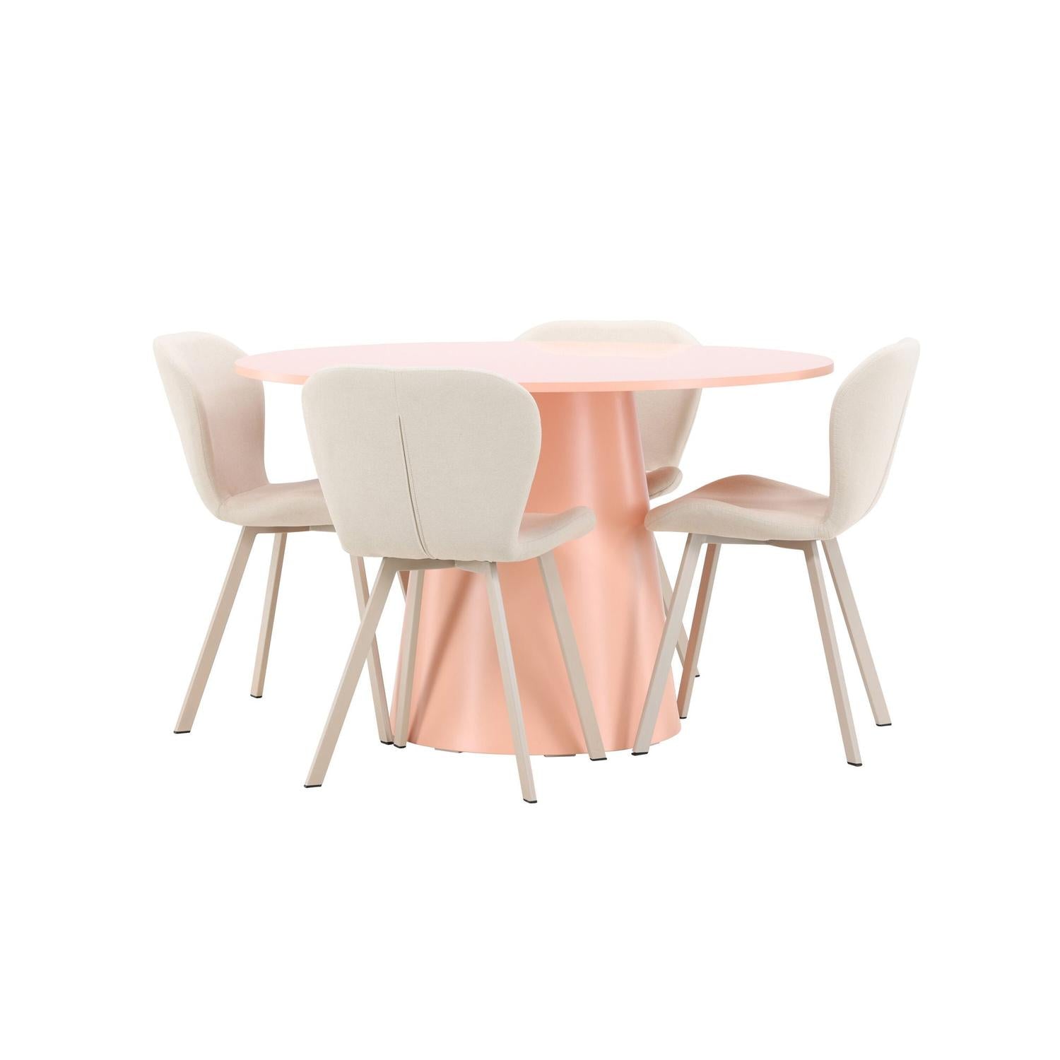Essgruppe Esstisch Lanzo Ø120cm mit Stühlen Lilja - Pfirsich/Beige-Essgruppen Rund-Venture Home-le canapé