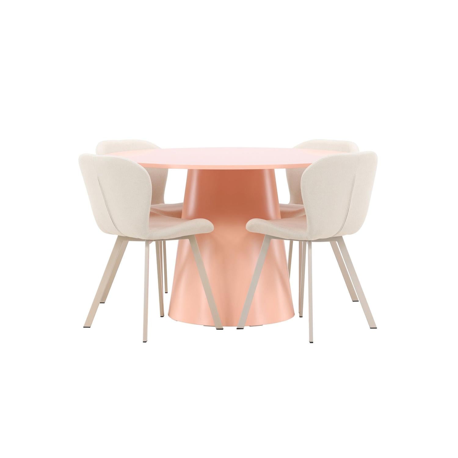 Essgruppe Esstisch Lanzo Ø120cm mit Stühlen Lilja - Pfirsich/Beige-Essgruppen Rund-Venture Home-le canapé