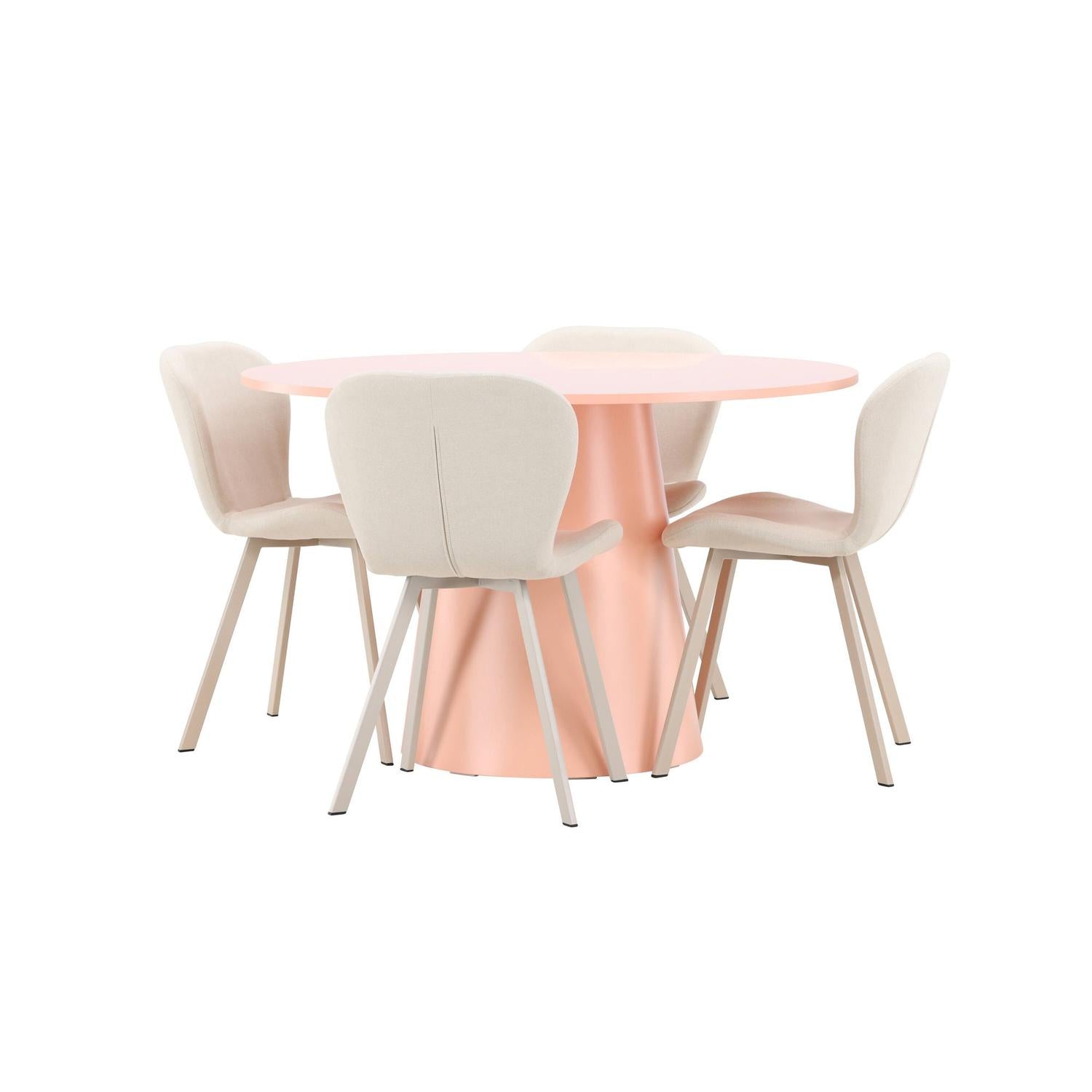 Essgruppe Esstisch Lanzo Ø120cm mit Stühlen Lilja - Pfirsich/Beige-Essgruppen Rund-Venture Home-le canapé