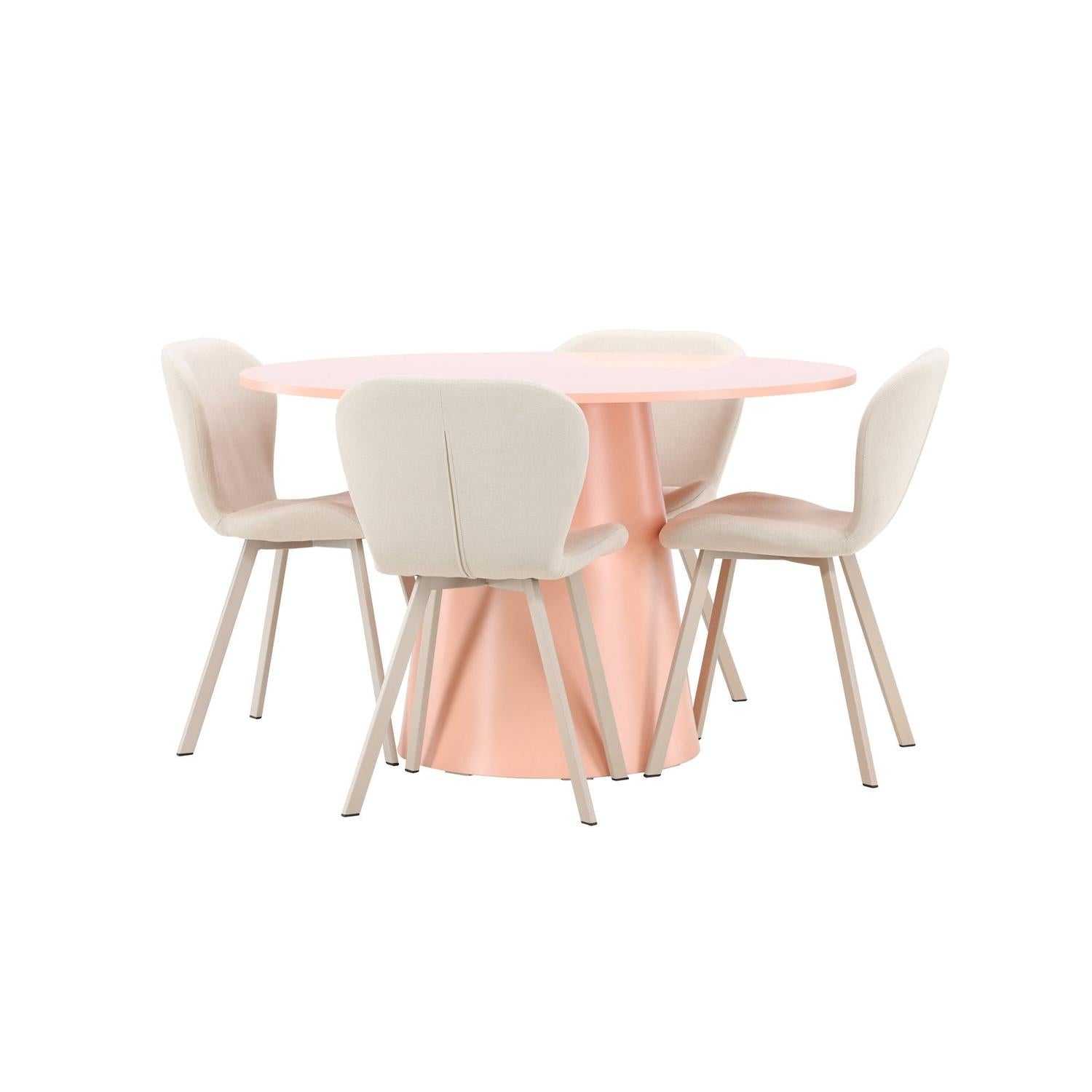 Essgruppe Esstisch Lanzo Ø120cm mit Stühlen Lilja - Pfirsich/Beige-Essgruppen Rund-Venture Home-le canapé