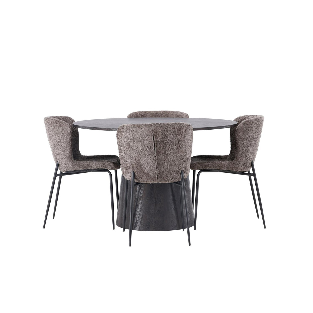 Essgruppe Esstisch Lanzo Ø120cm mit Stühlen Modesto - Braun-Essgruppen-Venture Home-le canapé