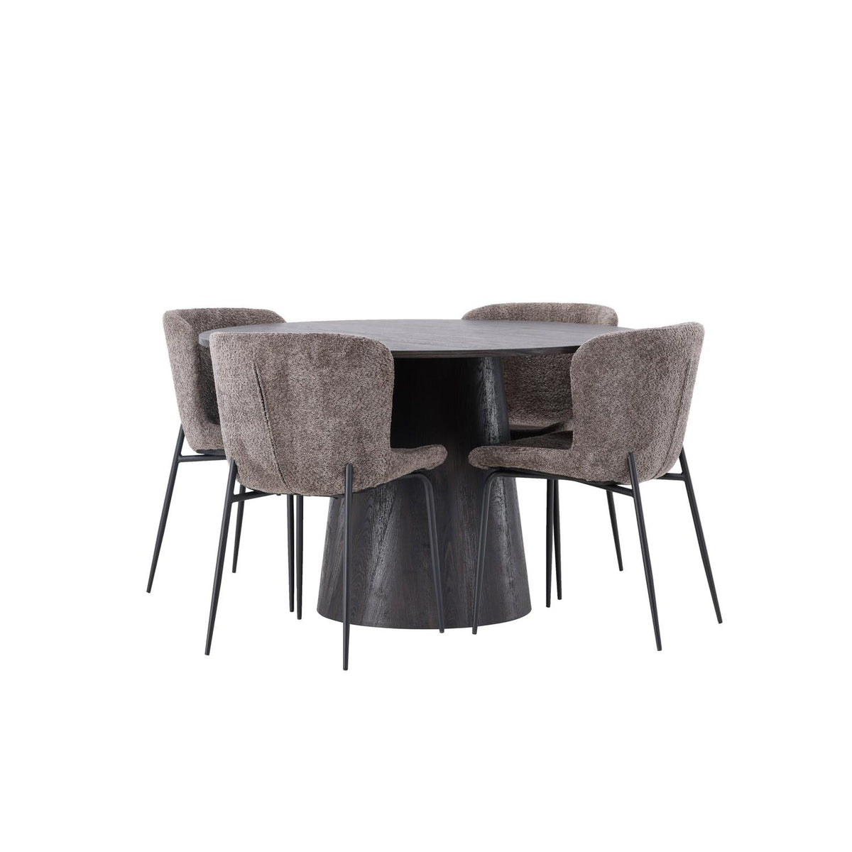 Essgruppe Esstisch Lanzo Ø120cm mit Stühlen Modesto - Braun-Essgruppen-Venture Home-le canapé