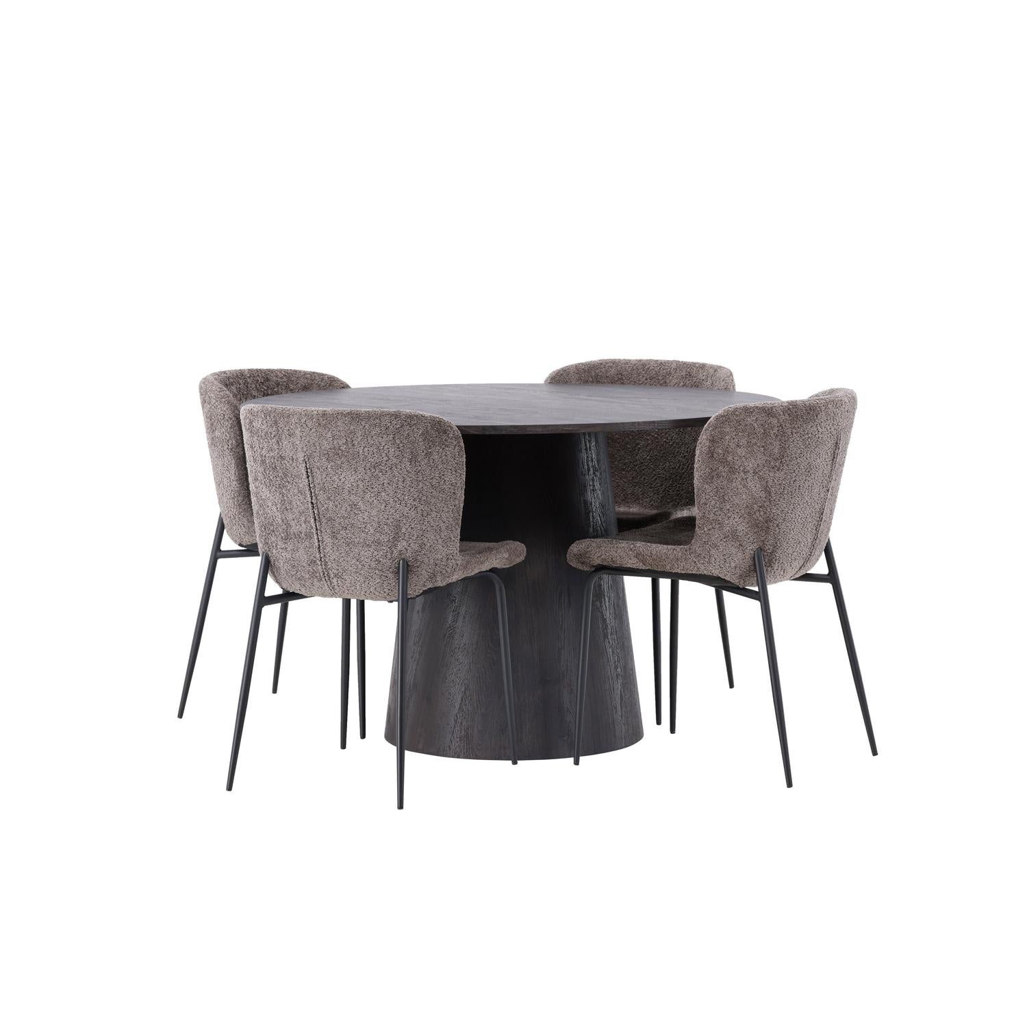 Essgruppe Esstisch Lanzo Ø120cm mit Stühlen Modesto - Braun-Essgruppen-Venture Home-le canapé