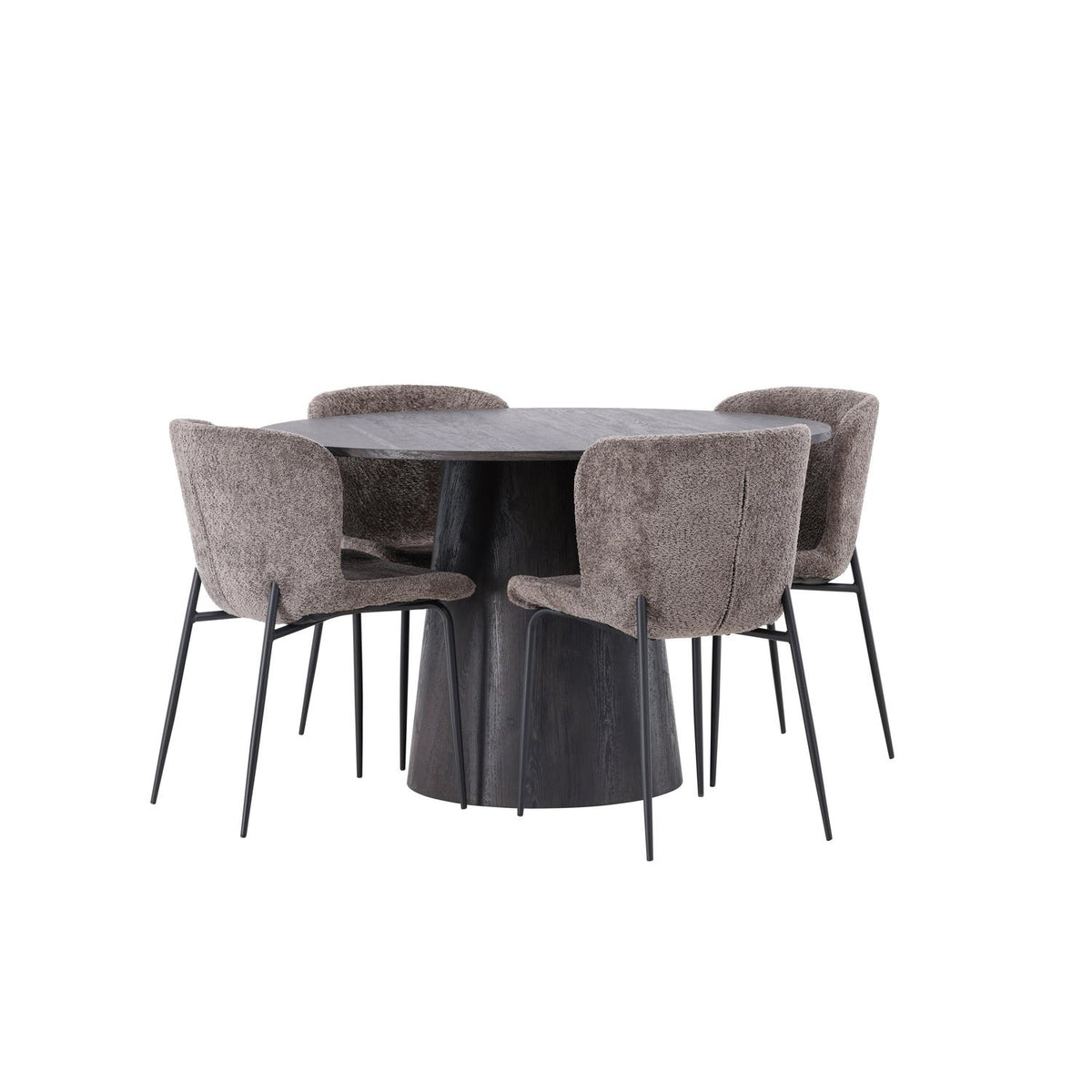 Essgruppe Esstisch Lanzo Ø120cm mit Stühlen Modesto - Braun-Essgruppen-Venture Home-le canapé