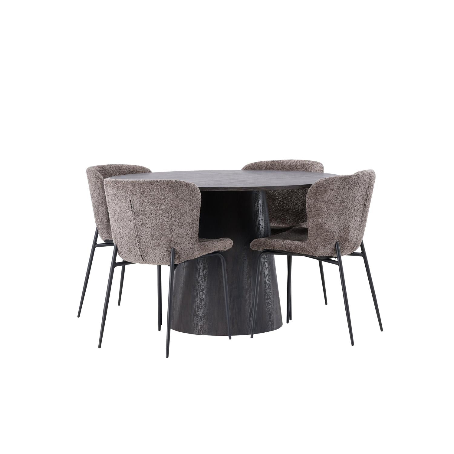 Essgruppe Esstisch Lanzo Ø120cm mit Stühlen Modesto - Braun-Essgruppen-Venture Home-le canapé