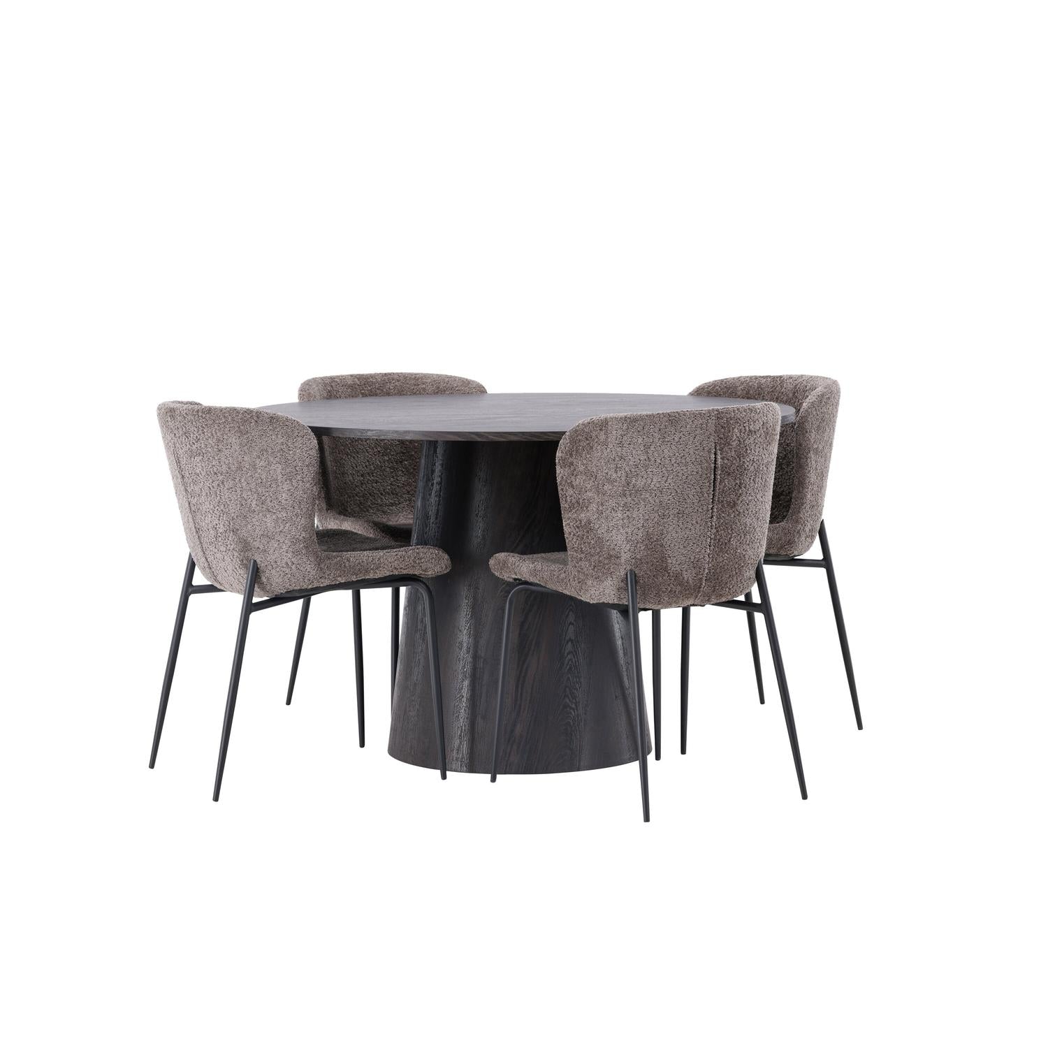 Essgruppe Esstisch Lanzo Ø120cm mit Stühlen Modesto - Braun-Essgruppen-Venture Home-le canapé