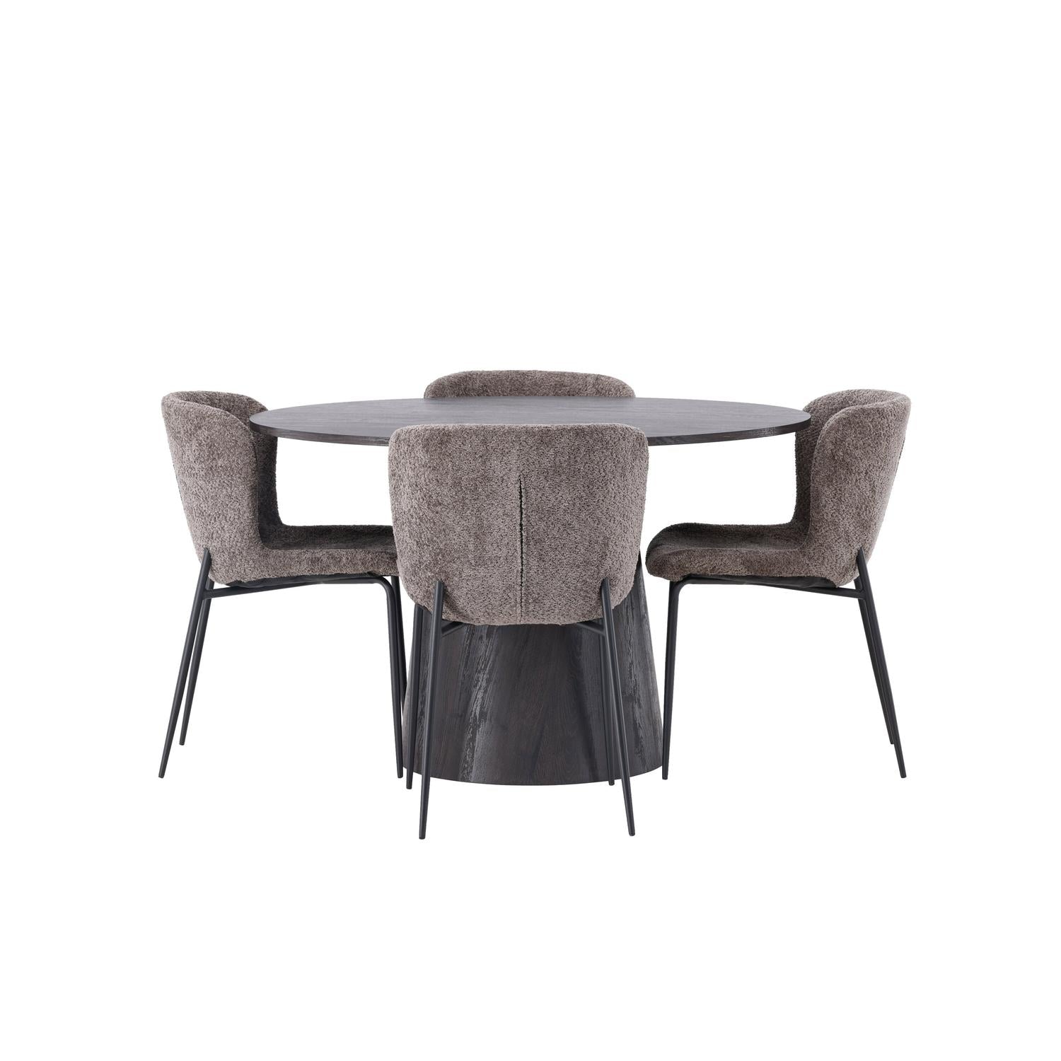 Essgruppe Esstisch Lanzo Ø120cm mit Stühlen Modesto - Braun-Essgruppen-Venture Home-le canapé