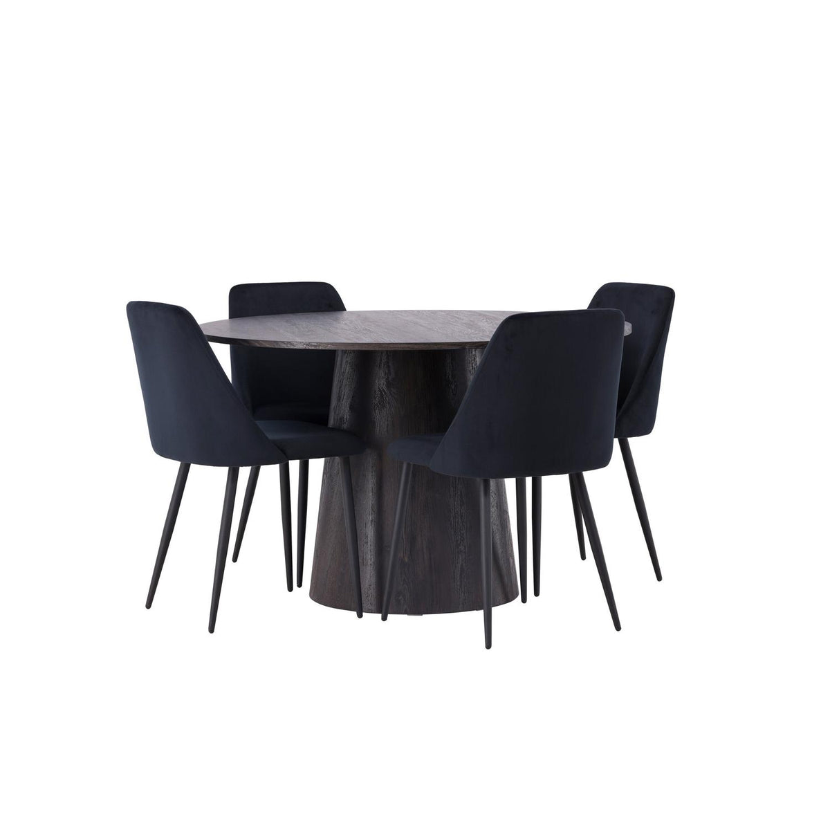 Essgruppe Esstisch Lanzo Ø120cm mit Stühlen Night aus Samt-Essgruppen-Venture Home-le canapé