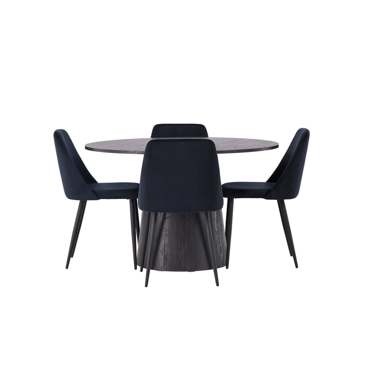 Essgruppe Esstisch Lanzo Ø120cm mit Stühlen Night aus Samt-Essgruppen-Venture Home-le canapé