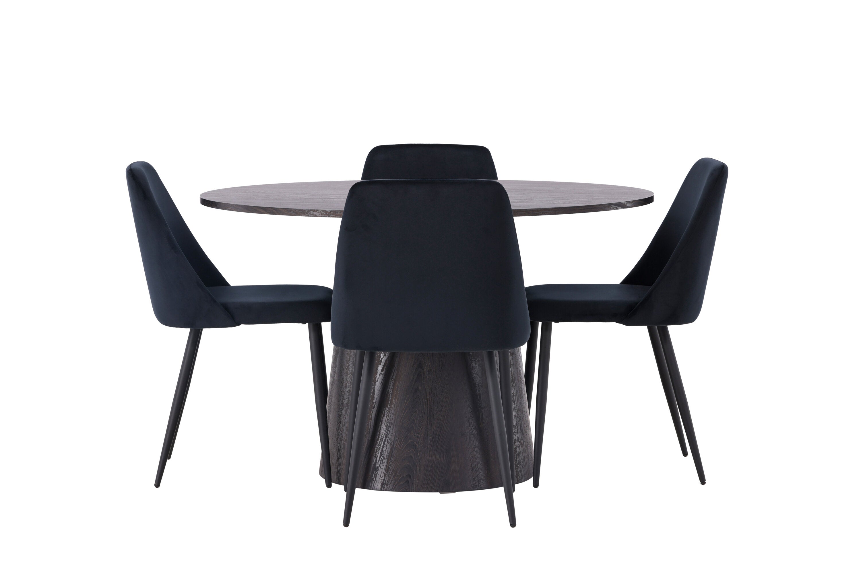 Essgruppe Esstisch Lanzo Ø120cm mit Stühlen Night - Schwarz-Essgruppen-Venture Home-le canapé