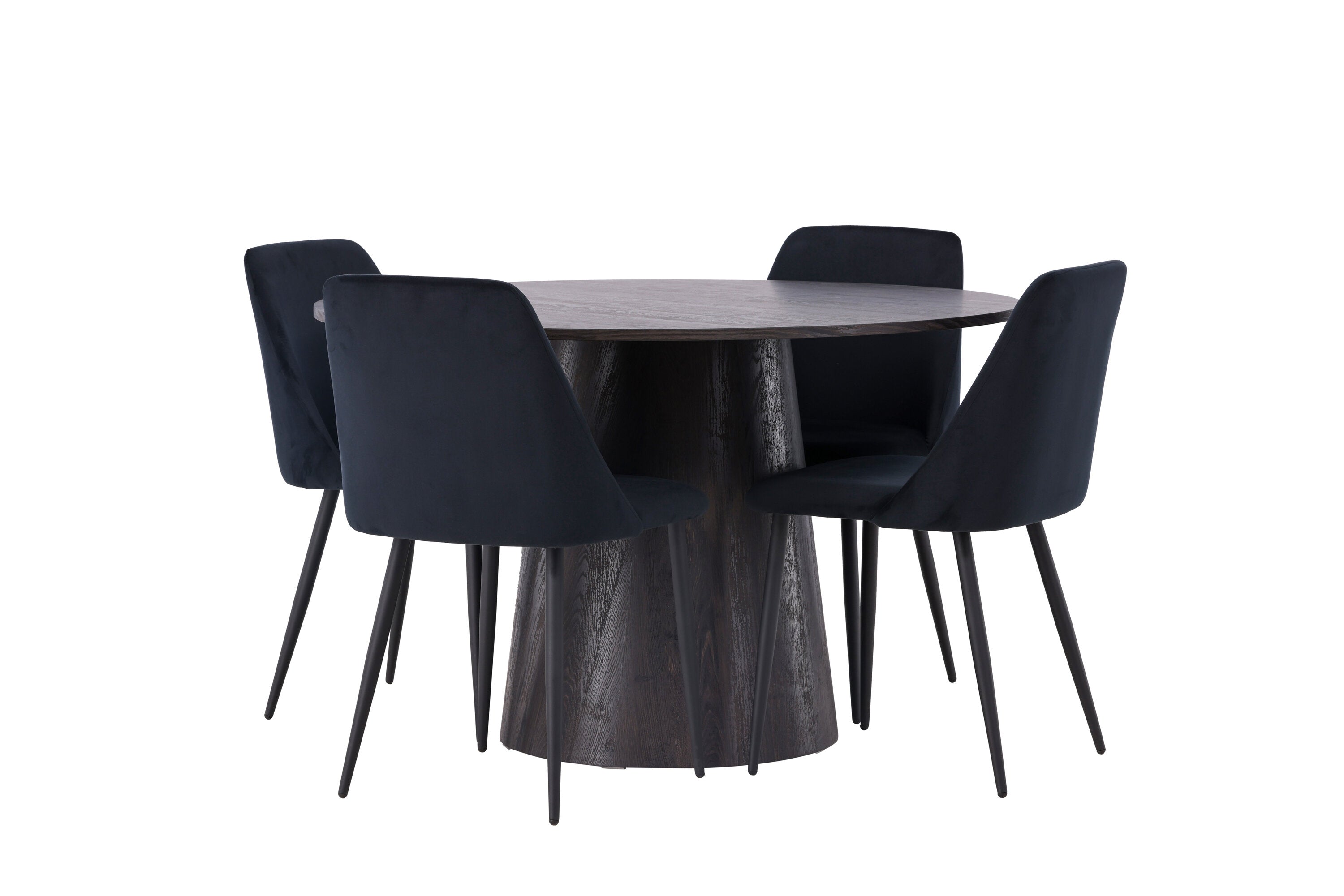 Essgruppe Esstisch Lanzo Ø120cm mit Stühlen Night - Schwarz-Essgruppen-Venture Home-le canapé