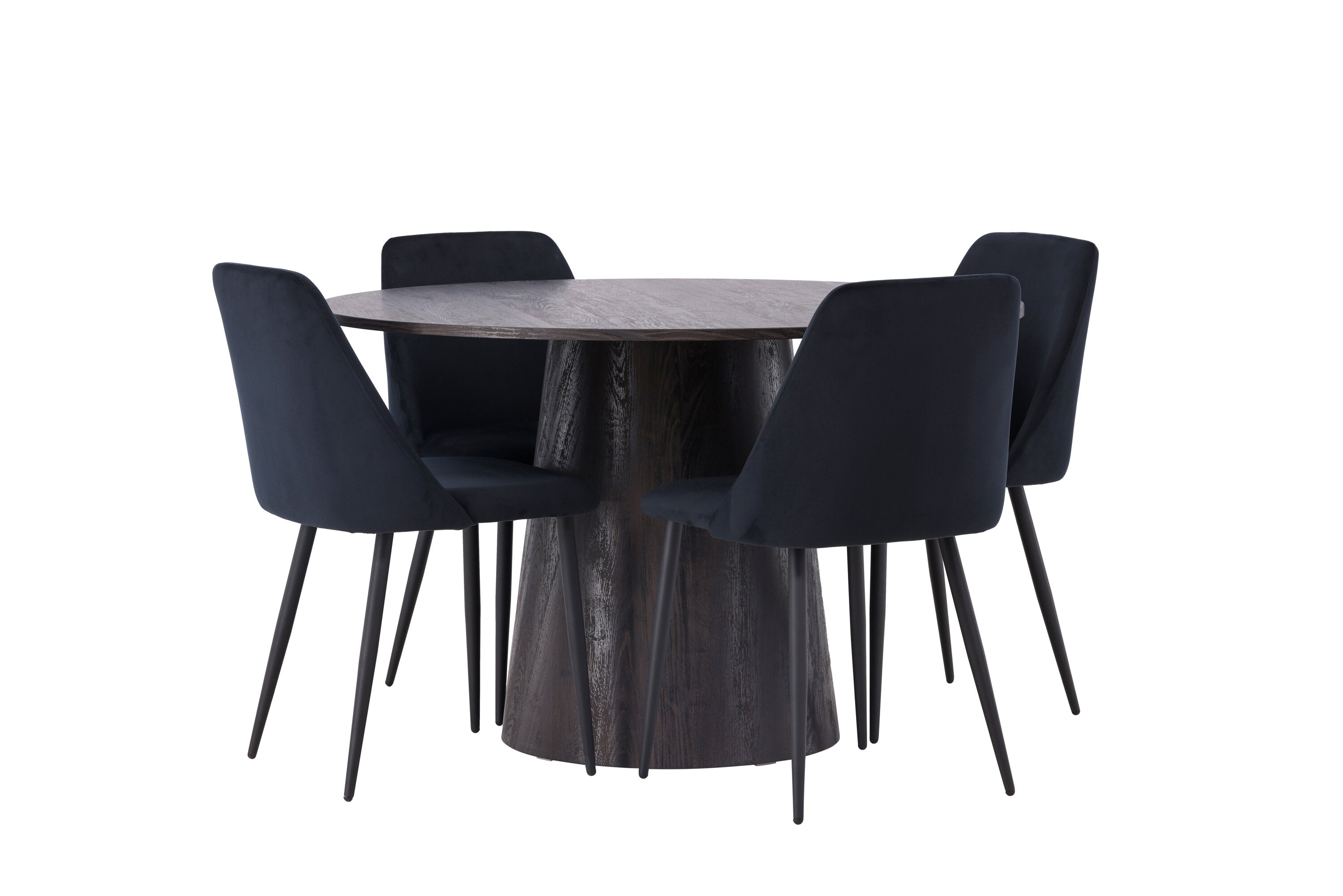 Essgruppe Esstisch Lanzo Ø120cm mit Stühlen Night - Schwarz-Essgruppen-Venture Home-le canapé