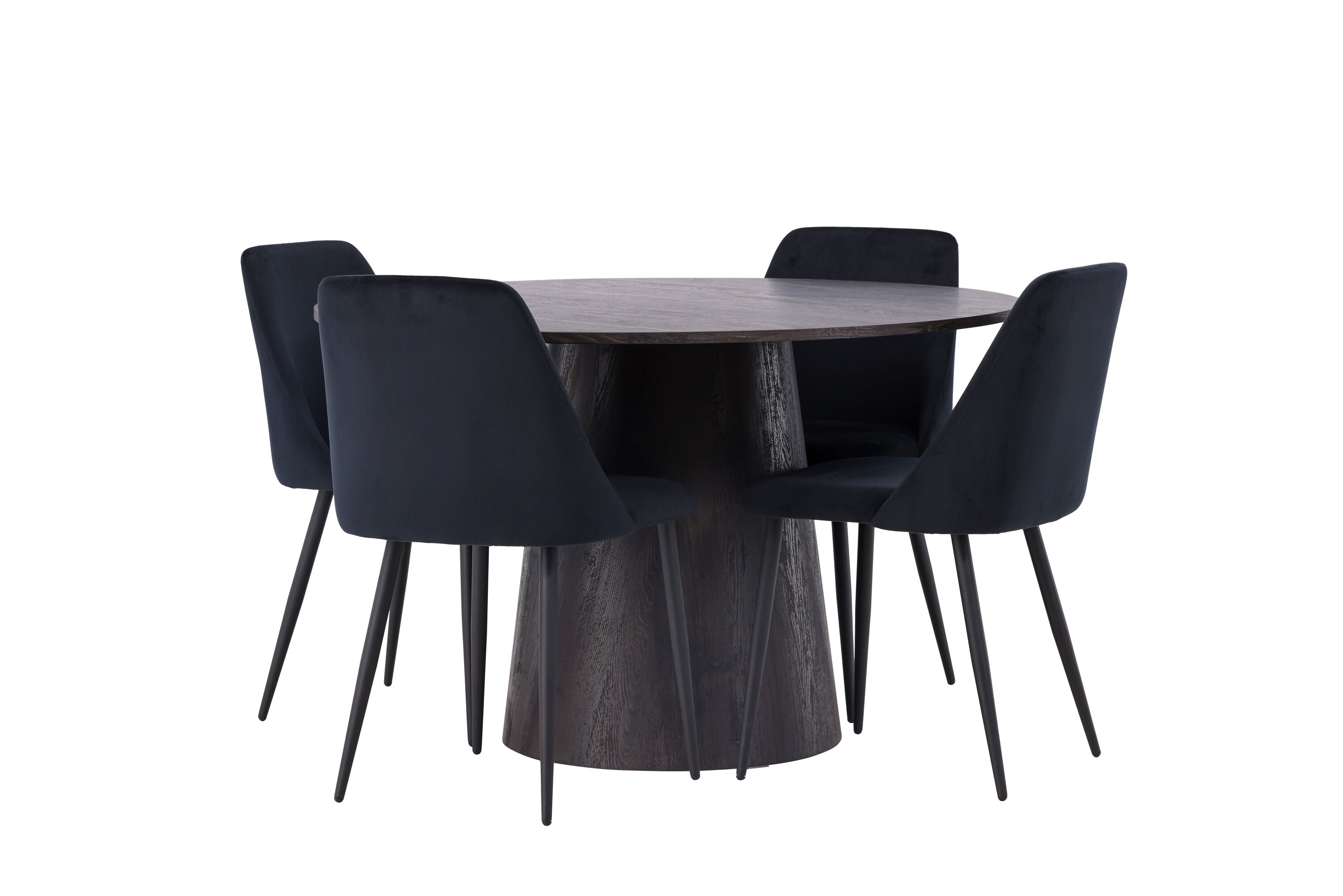 Essgruppe Esstisch Lanzo Ø120cm mit Stühlen Night - Schwarz-Essgruppen-Venture Home-le canapé