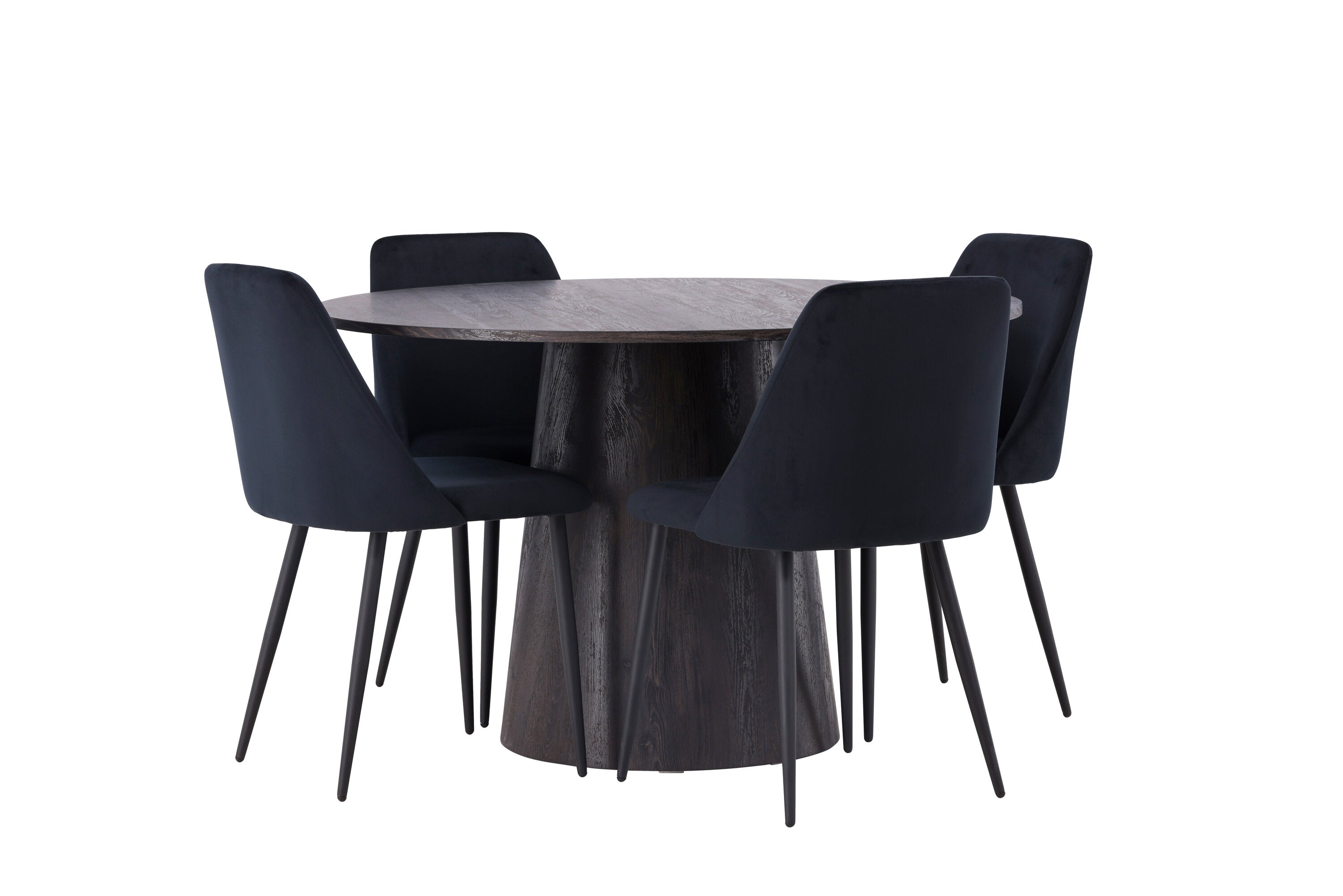Essgruppe Esstisch Lanzo Ø120cm mit Stühlen Night - Schwarz-Essgruppen-Venture Home-le canapé