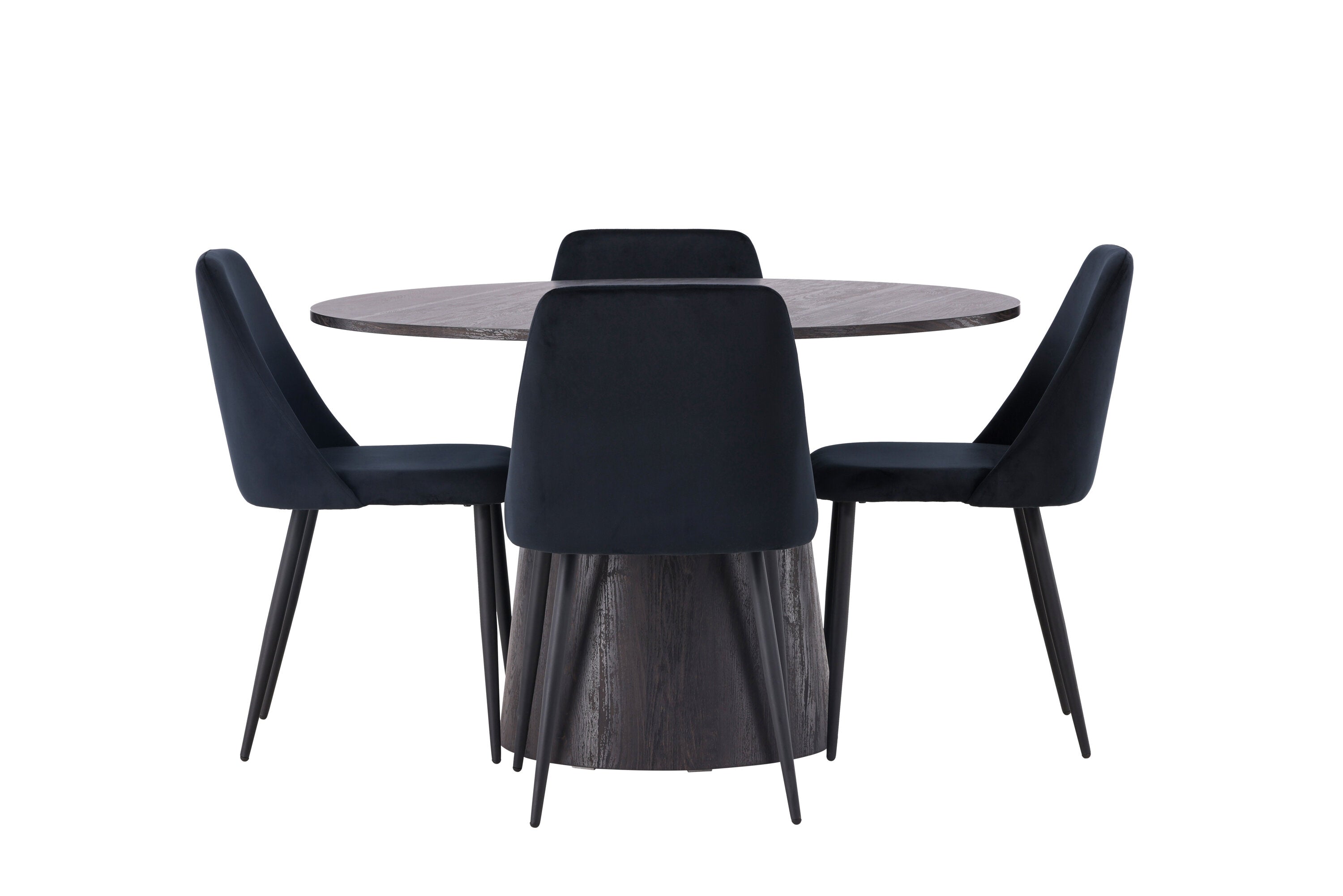 Essgruppe Esstisch Lanzo Ø120cm mit Stühlen Night - Schwarz-Essgruppen-Venture Home-le canapé