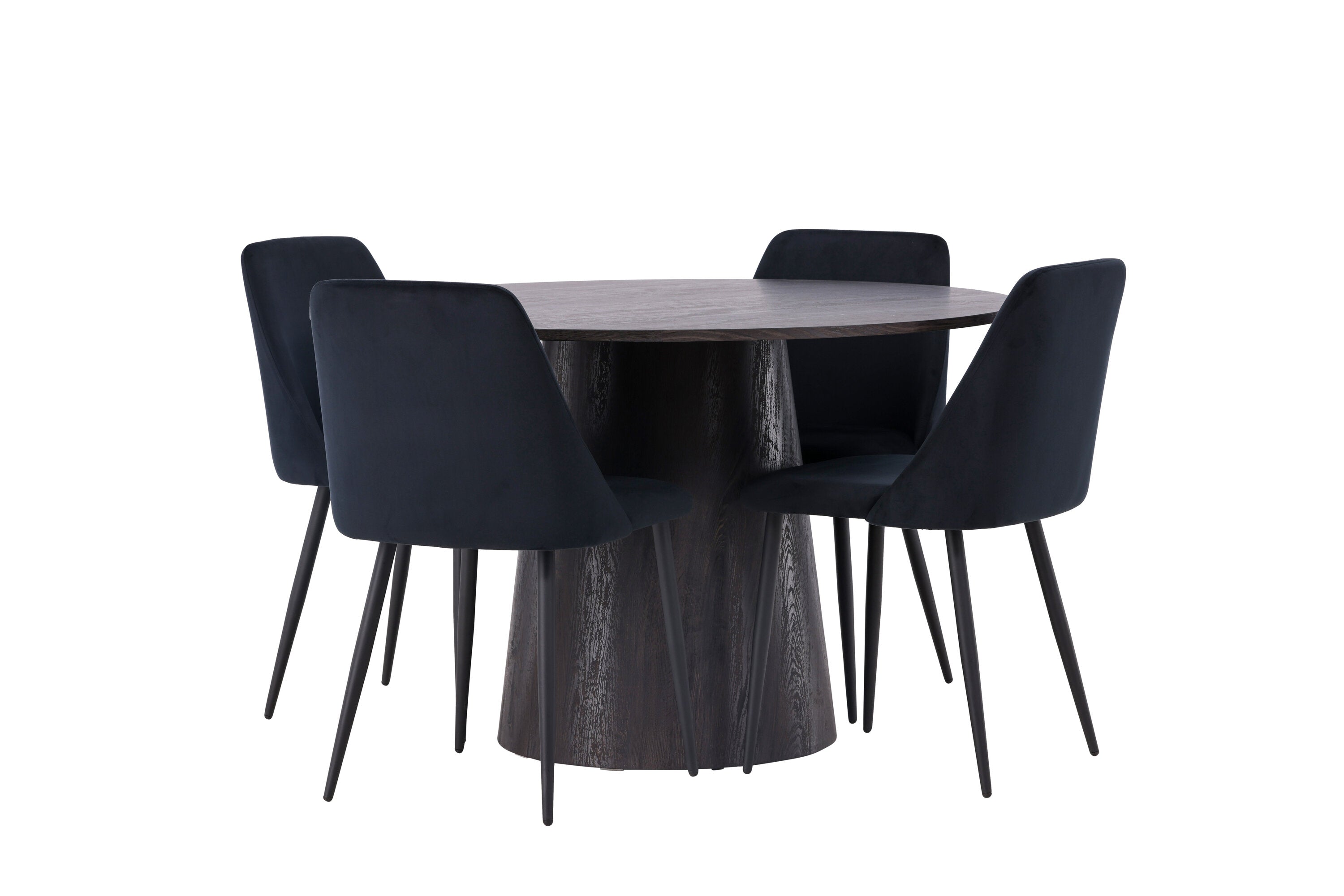 Essgruppe Esstisch Lanzo Ø120cm mit Stühlen Night - Schwarz-Essgruppen-Venture Home-le canapé