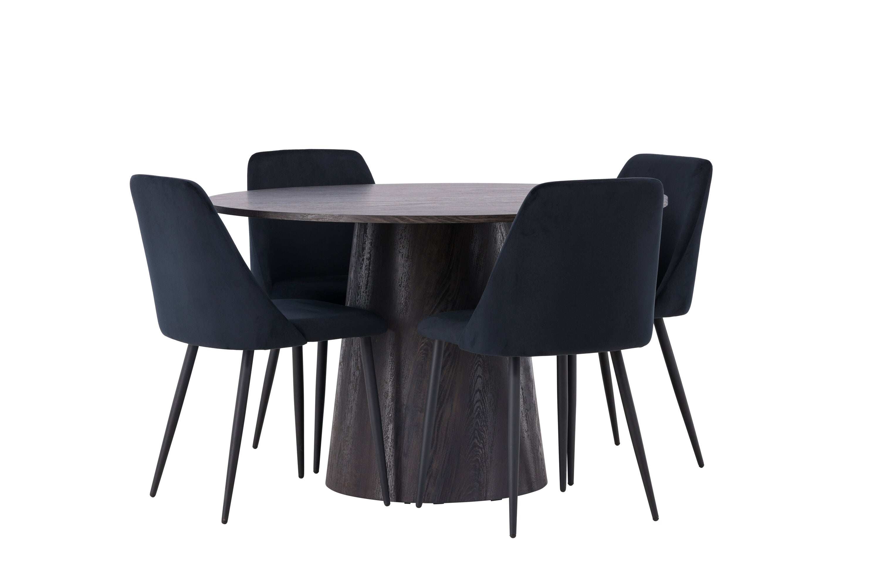Essgruppe Esstisch Lanzo Ø120cm mit Stühlen Night - Schwarz-Essgruppen-Venture Home-le canapé