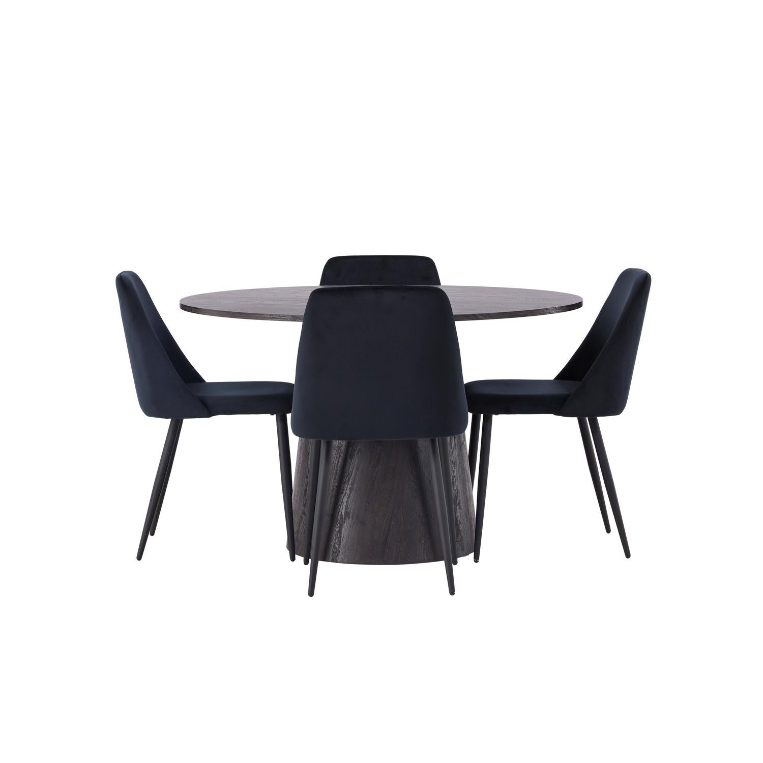 Essgruppe Esstisch Lanzo Ø120cm mit Stühlen Night - Schwarz-Essgruppen-Venture Home-le canapé