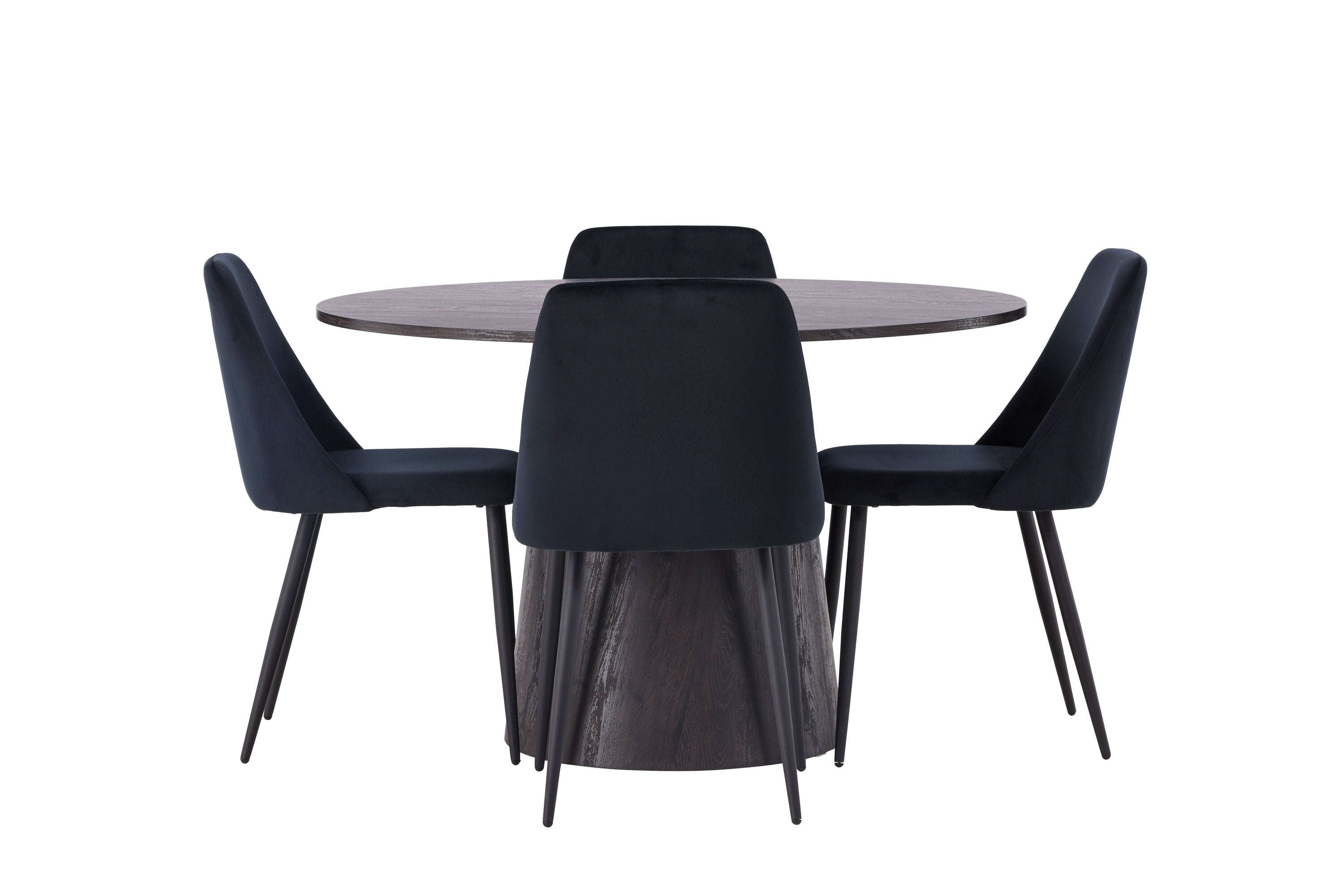 Essgruppe Esstisch Lanzo Ø120cm mit Stühlen Night - Schwarz-Essgruppen-Venture Home-le canapé