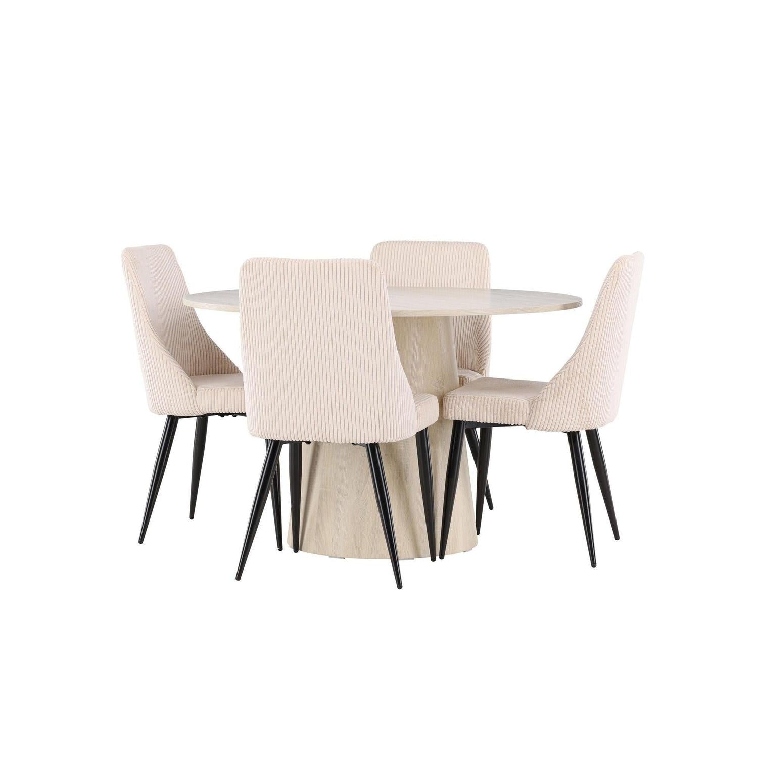 Essgruppe Esstisch Lanzo rund 120cm mit Stühlen Leone aus KordEssgruppe Rund