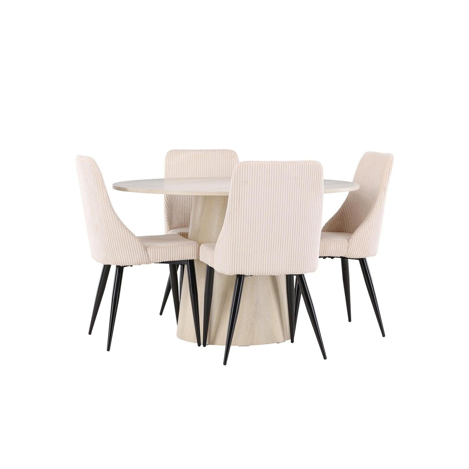 Essgruppe Esstisch Lanzo rund 120cm mit Stühlen Leone aus KordEssgruppe Rund