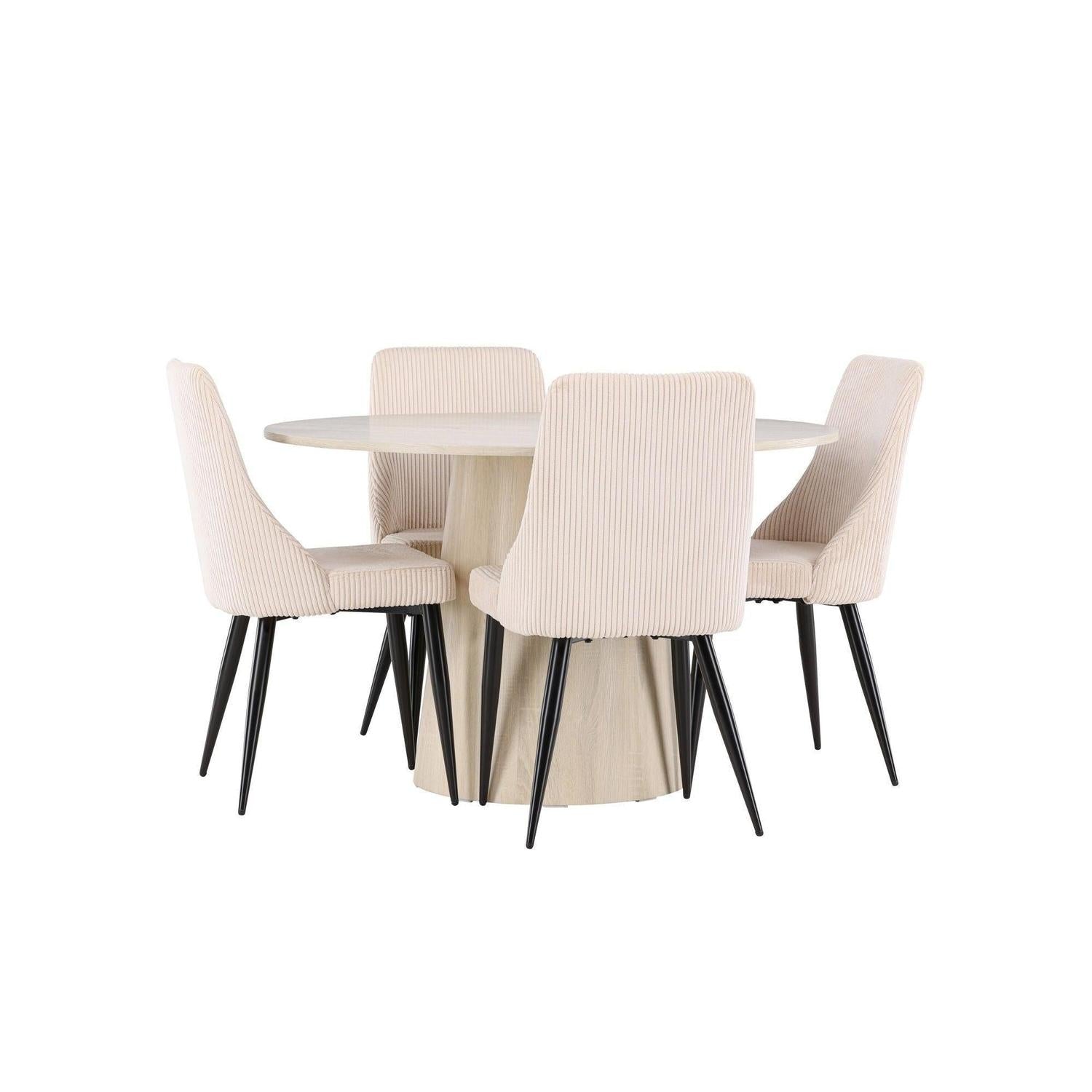 Essgruppe Esstisch Lanzo rund 120cm mit Stühlen Leone aus KordEssgruppe Rund