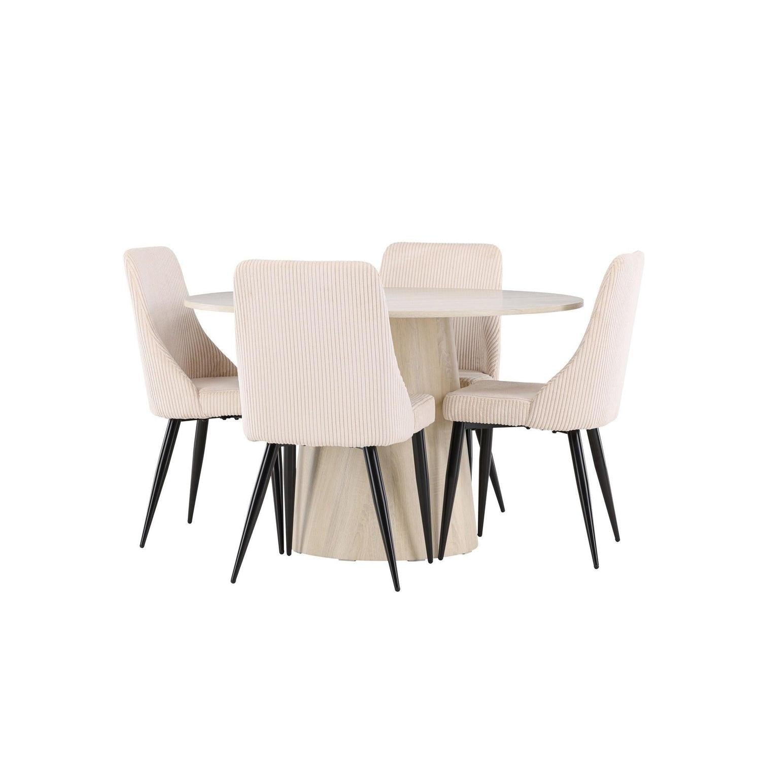 Essgruppe Esstisch Lanzo rund 120cm mit Stühlen Leone aus KordEssgruppe Rund
