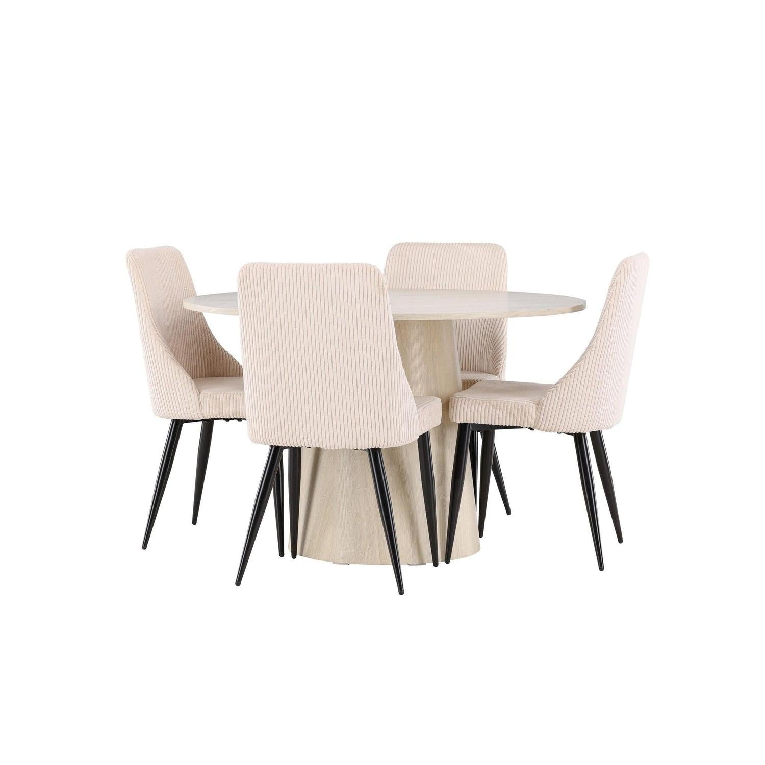 Essgruppe Esstisch Lanzo rund 120cm mit Stühlen Leone aus Kord-Essgruppen Rund-Venture Home-le canapé