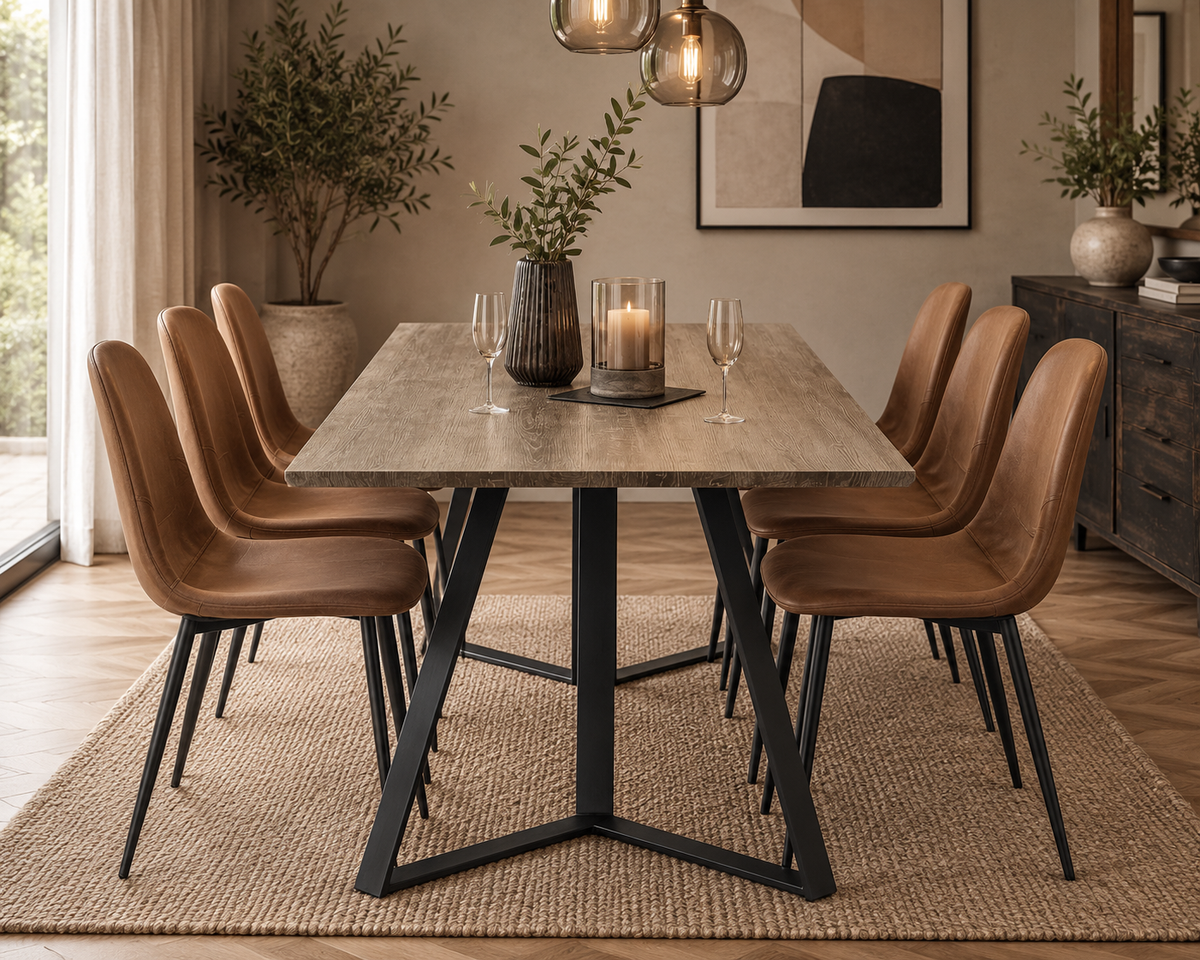Essgruppe Esstisch Marina 180*90cm mit Stühlen Polar Aus Kunstleder-Essgruppen-Venture Home-le canapé