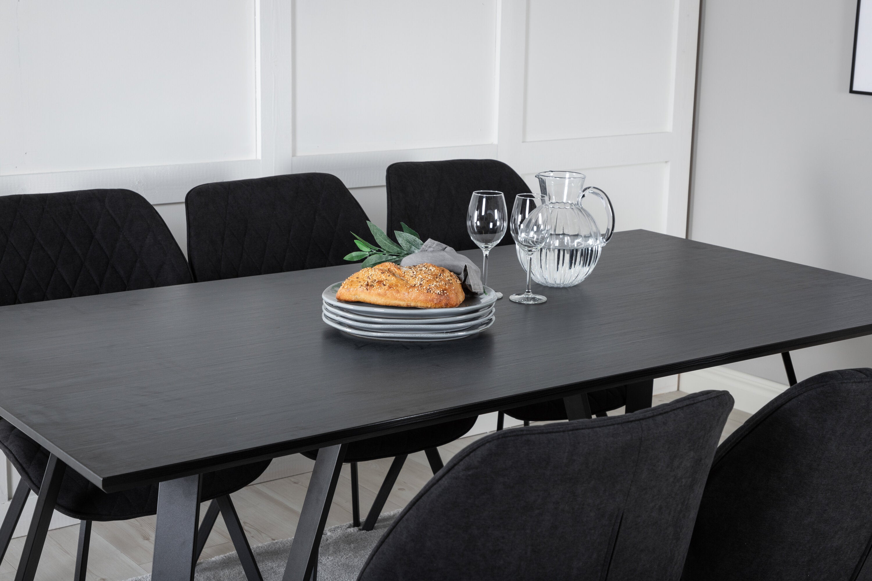 Essgruppe Esstisch Marina 180x90cm mit Stühlen Gemma - Schwarz-Essgruppen-Venture Home-le canapé