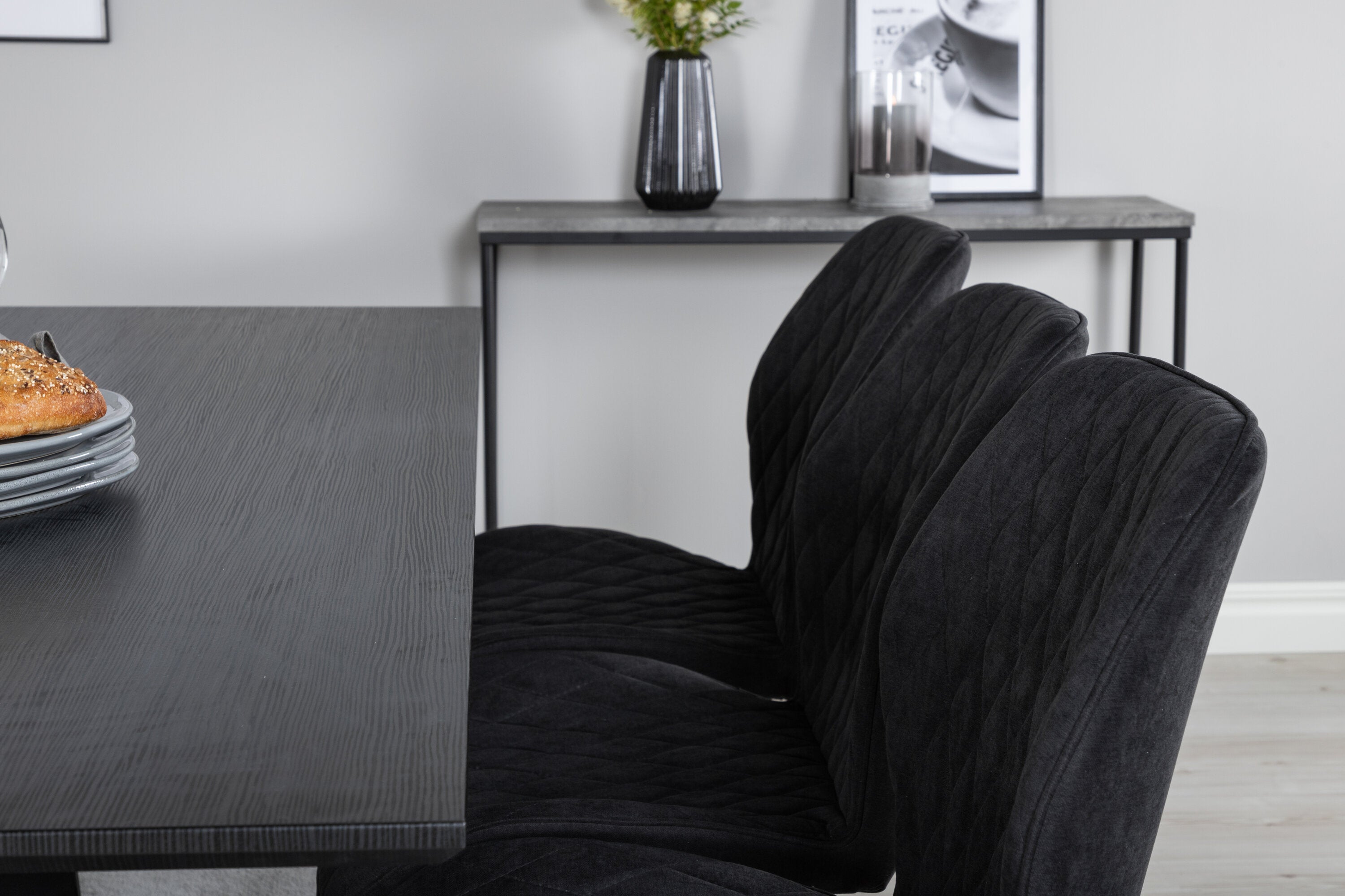 Essgruppe Esstisch Marina 180x90cm mit Stühlen Gemma - Schwarz-Essgruppen-Venture Home-le canapé