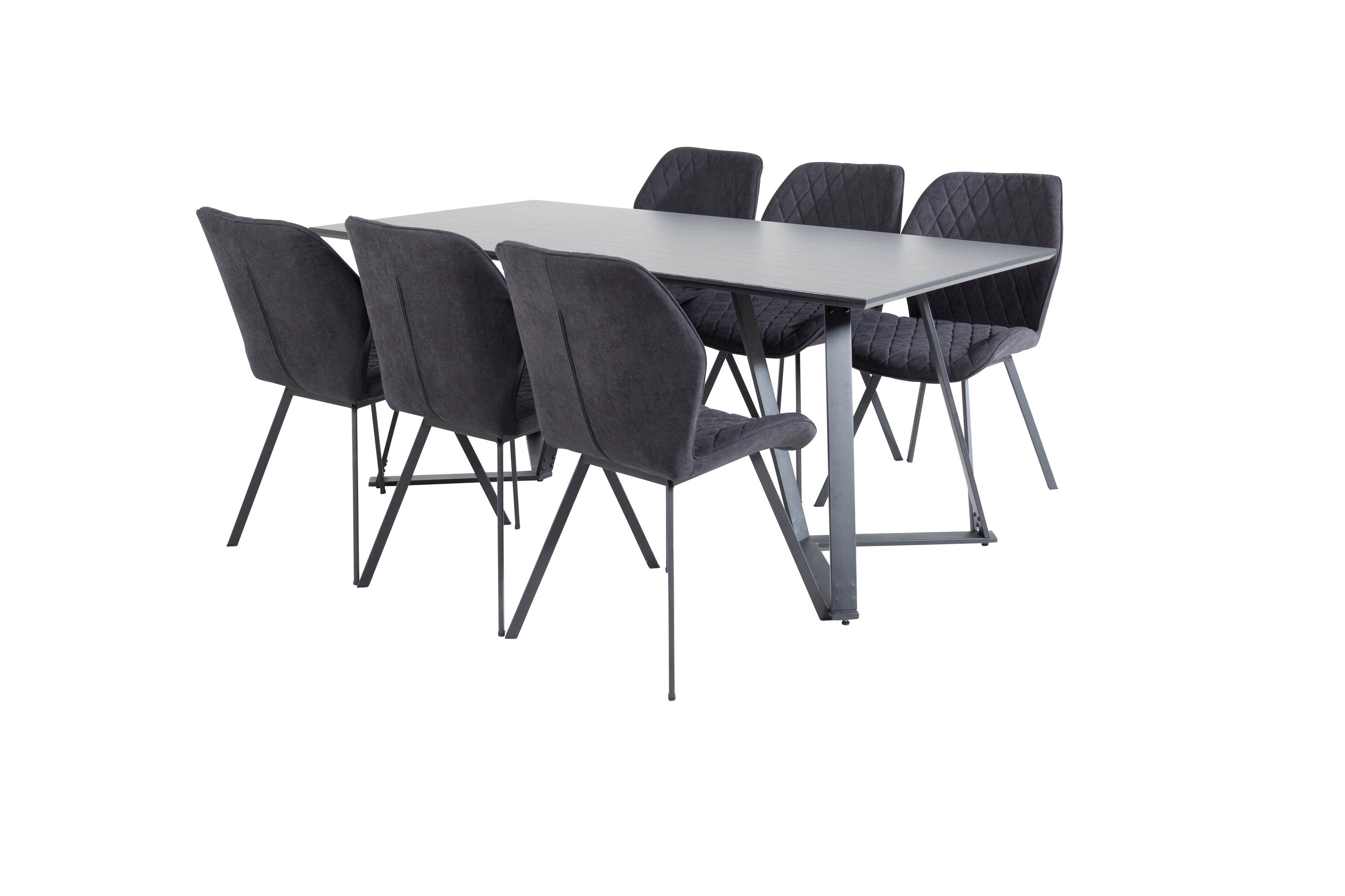 Essgruppe Esstisch Marina 180x90cm mit Stühlen Gemma - Schwarz-Essgruppen-Venture Home-le canapé