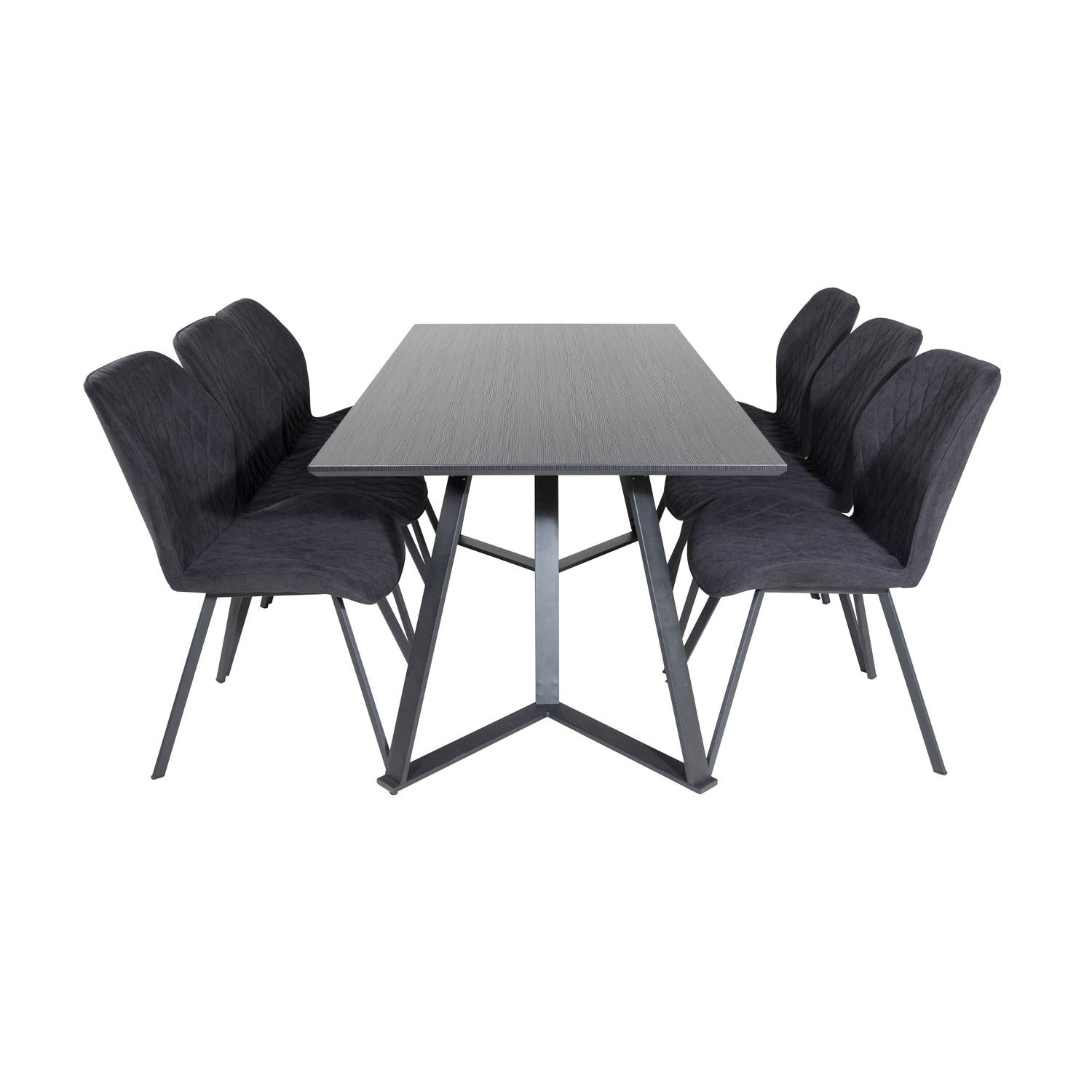 Essgruppe Esstisch Marina 180x90cm mit Stühlen Gemma - Schwarz-Essgruppen-Venture Home-le canapé