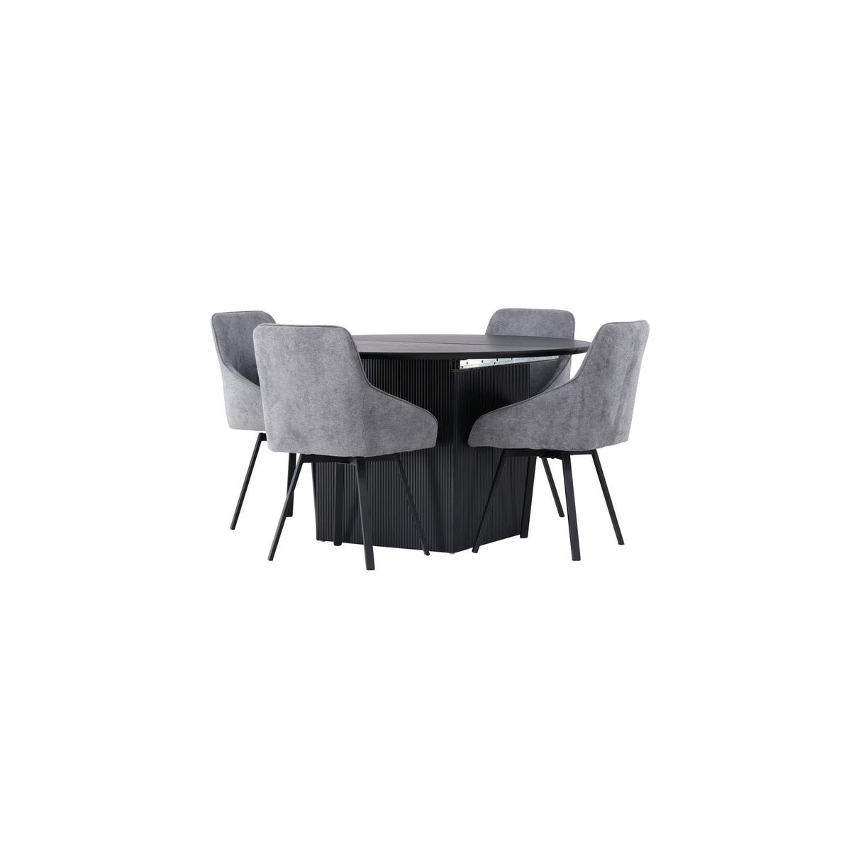 Essgruppe Esstisch Matilda Ø130cm mit Stühlen Rosie aus Leinen-Essgruppen-Venture Home-le canapé