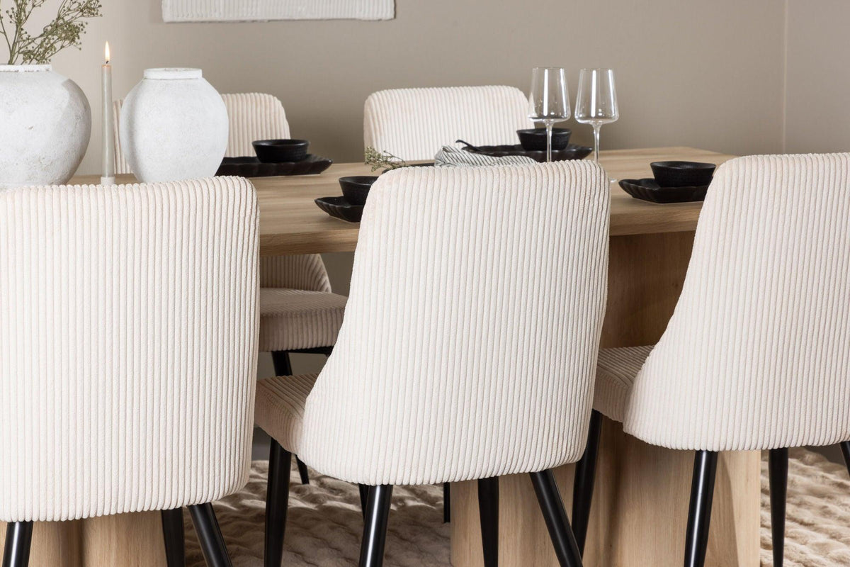 Essgruppe Esstisch Olivia 210*100cm mit Stühlen Leone aus Cord-Essgruppen Rechteckig-Venture Home-le canapé