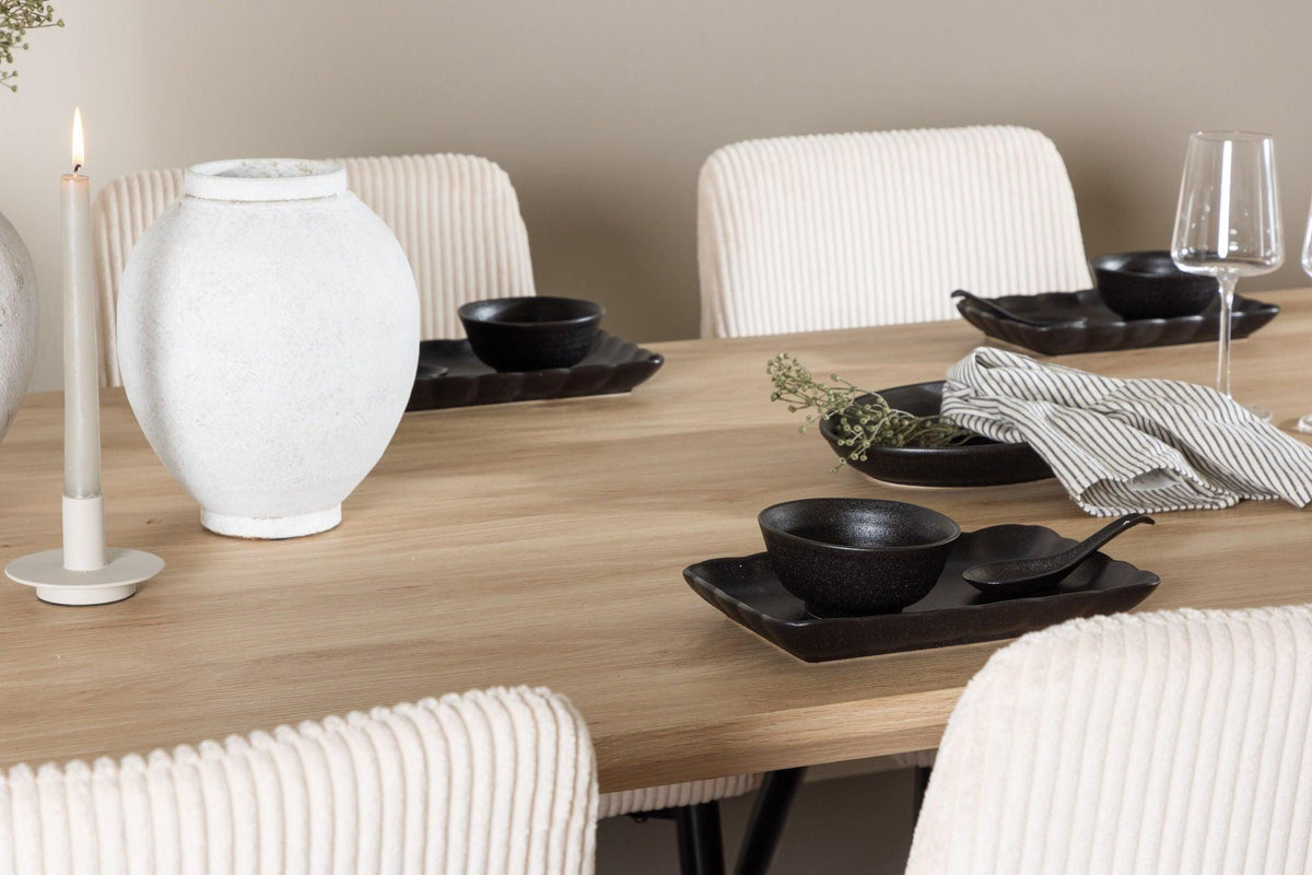 Essgruppe Esstisch Olivia 210*100cm mit Stühlen Leone aus Cord-Essgruppen Rechteckig-Venture Home-le canapé