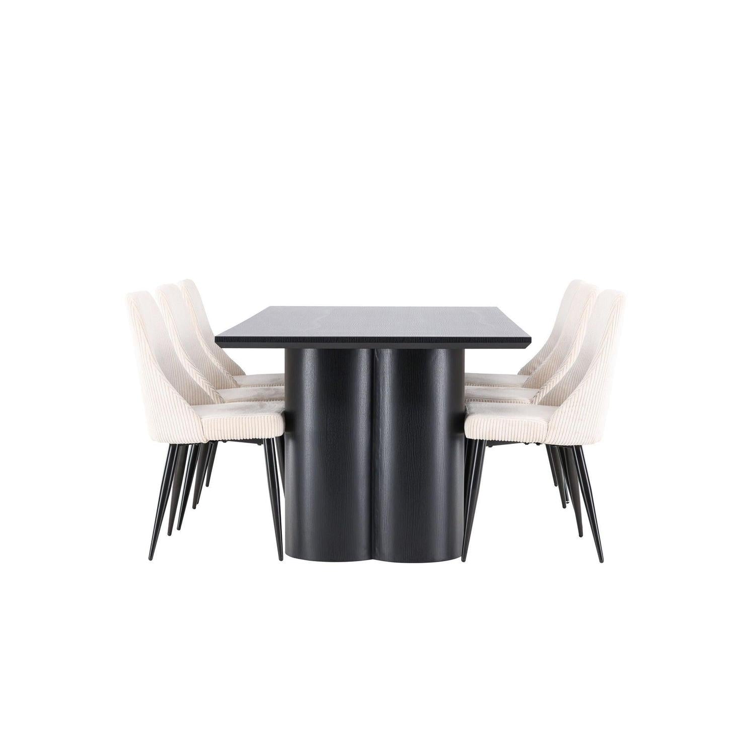 Essgruppe Esstisch Olivia 210*100cm mit Stühlen Leone aus Kord-Essgruppen Rechteckig-Venture Home-le canapé