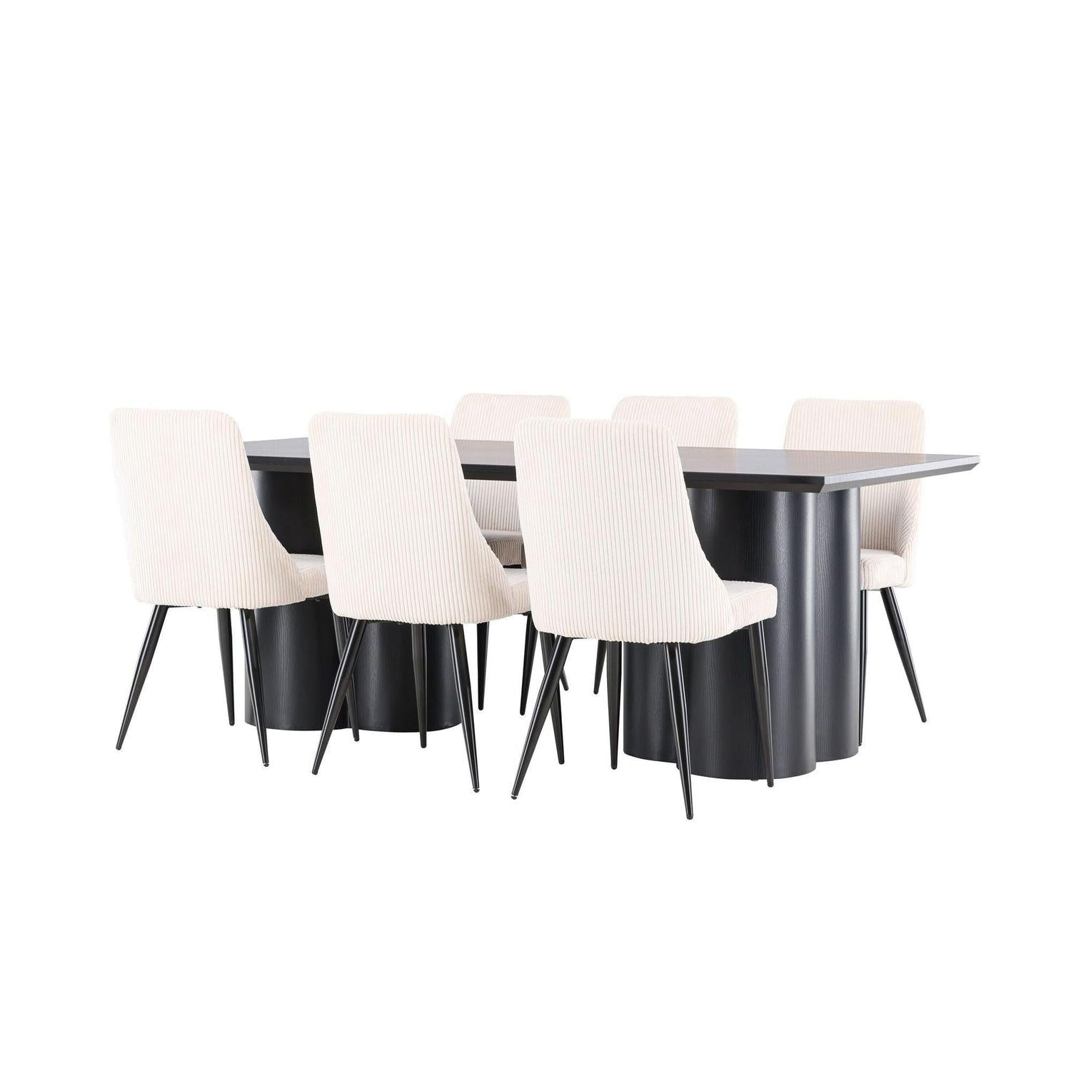 Essgruppe Esstisch Olivia 210*100cm mit Stühlen Leone aus Kord-Essgruppen Rechteckig-Venture Home-le canapé