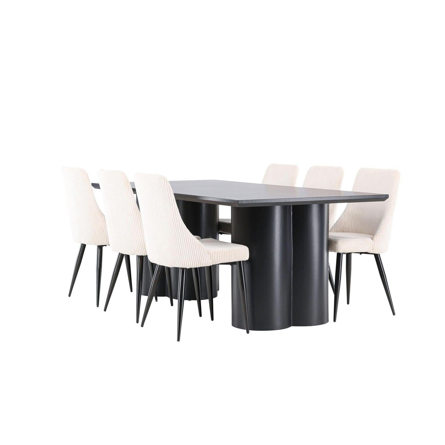Essgruppe Esstisch Olivia 210*100cm mit Stühlen Leone aus Kord-Essgruppen Rechteckig-Venture Home-le canapé