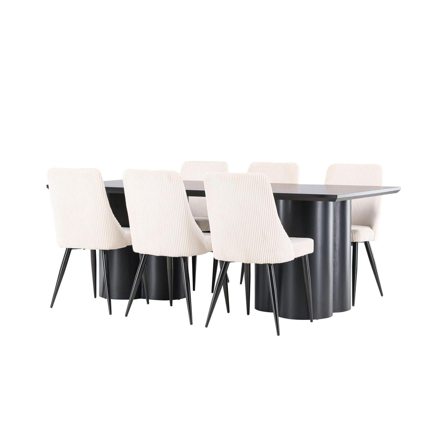 Essgruppe Esstisch Olivia 210*100cm mit Stühlen Leone aus Kord-Essgruppen Rechteckig-Venture Home-le canapé