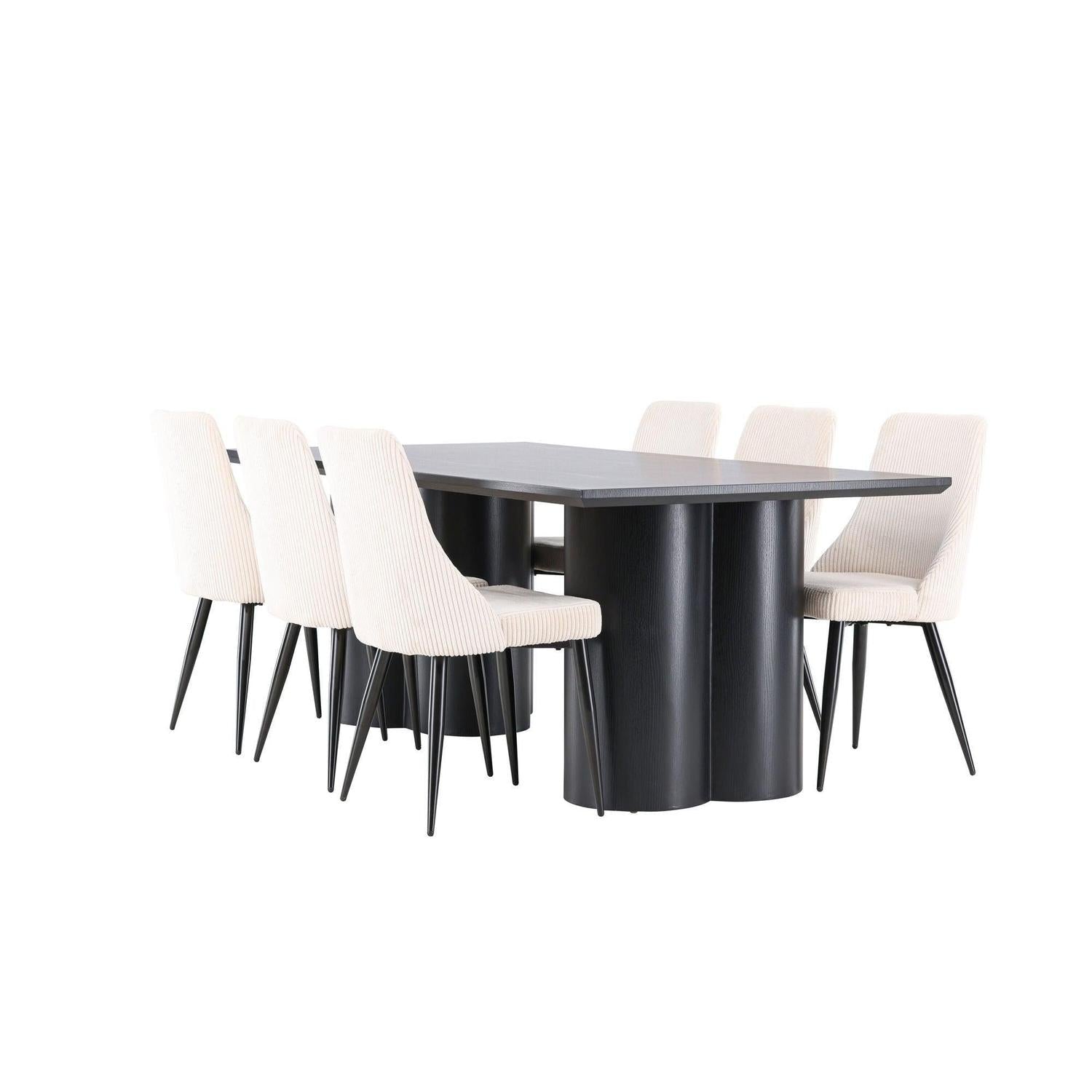 Essgruppe Esstisch Olivia 210*100cm mit Stühlen Leone aus Kord-Essgruppen Rechteckig-Venture Home-le canapé