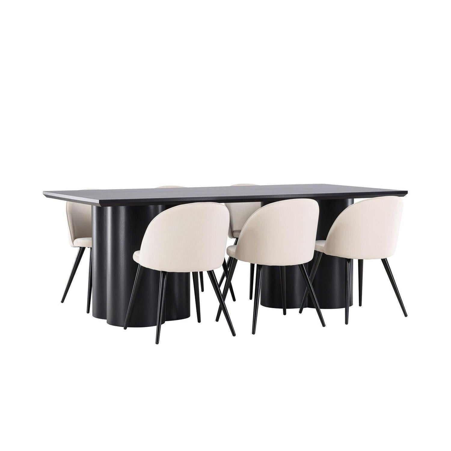 Essgruppe Esstisch Olivia 210*100cm mit Stühlen Velvet aus Samt-Essgruppen Rechteckig-Venture Home-le canapé