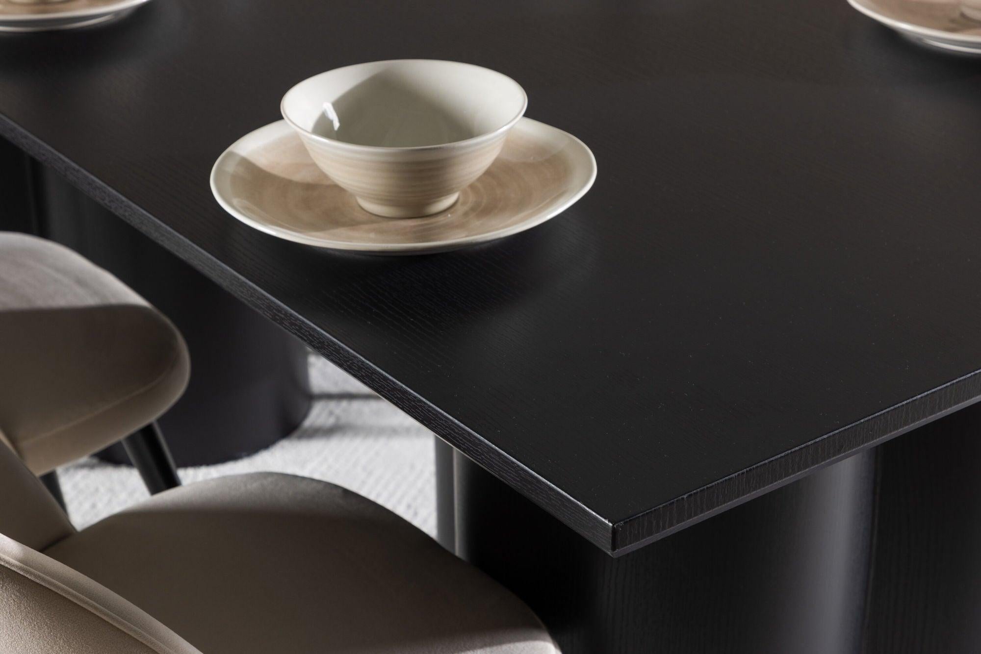Essgruppe Esstisch Olivia 210*100cm mit Stühlen Velvet aus Samt-Essgruppen Rechteckig-Venture Home-le canapé