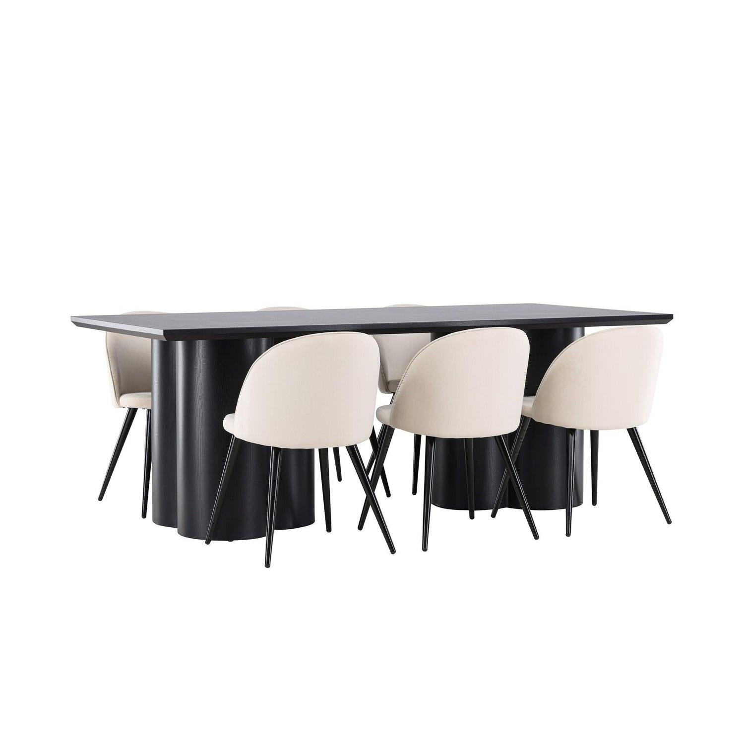 Essgruppe Esstisch Olivia 210*100cm mit Stühlen Velvet aus Samt-Essgruppen Rechteckig-Venture Home-le canapé
