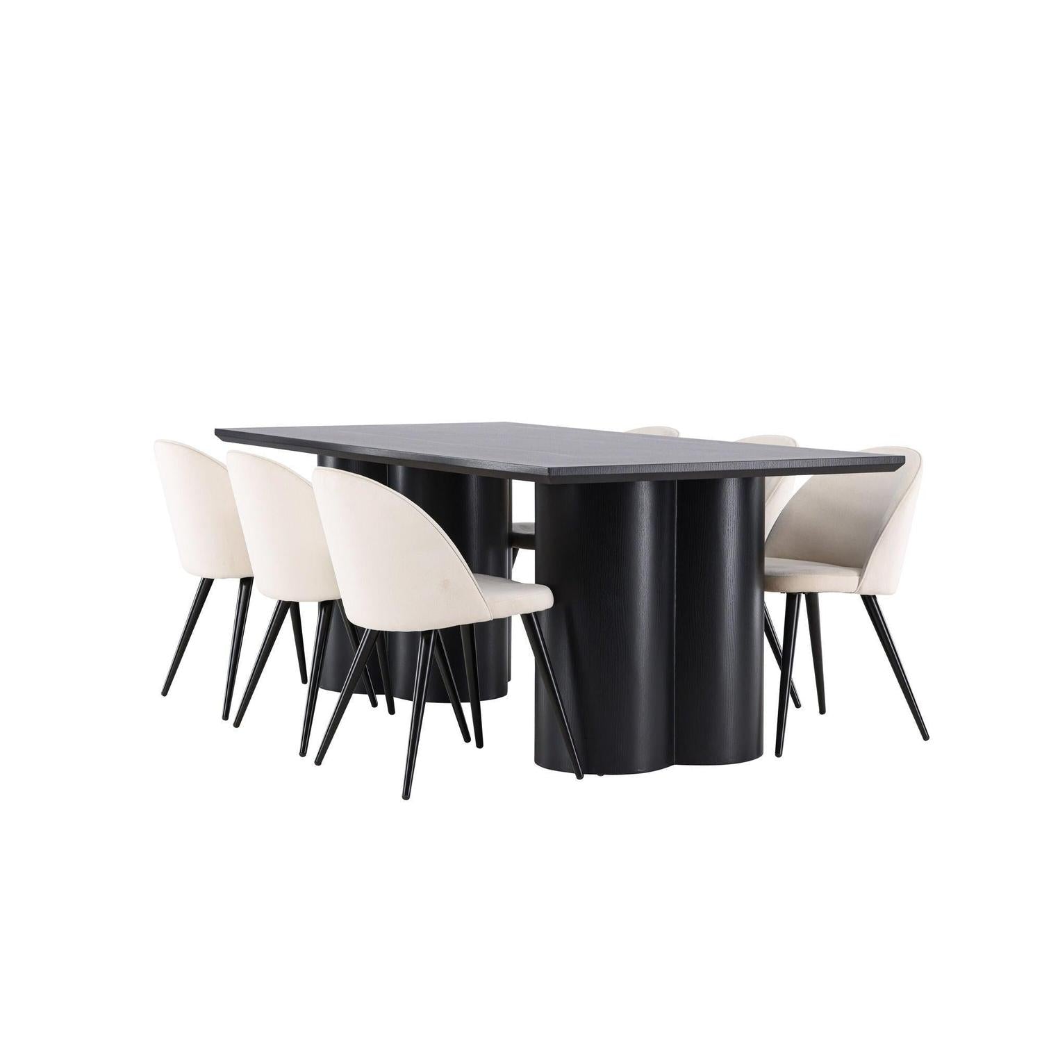 Essgruppe Esstisch Olivia 210*100cm mit Stühlen Velvet aus Samt-Essgruppen Rechteckig-Venture Home-le canapé
