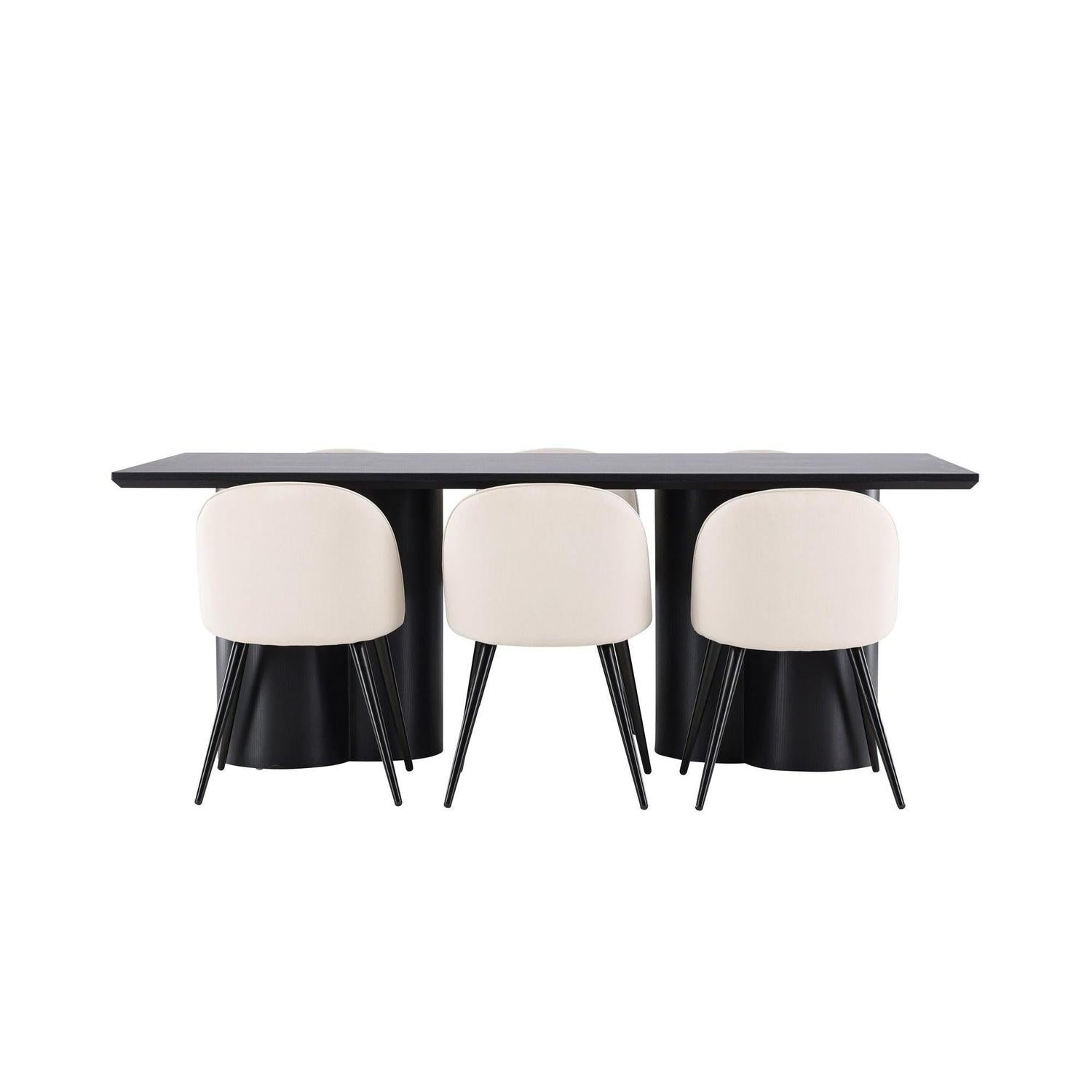 Essgruppe Esstisch Olivia 210*100cm mit Stühlen Velvet aus Samt-Essgruppen Rechteckig-Venture Home-le canapé